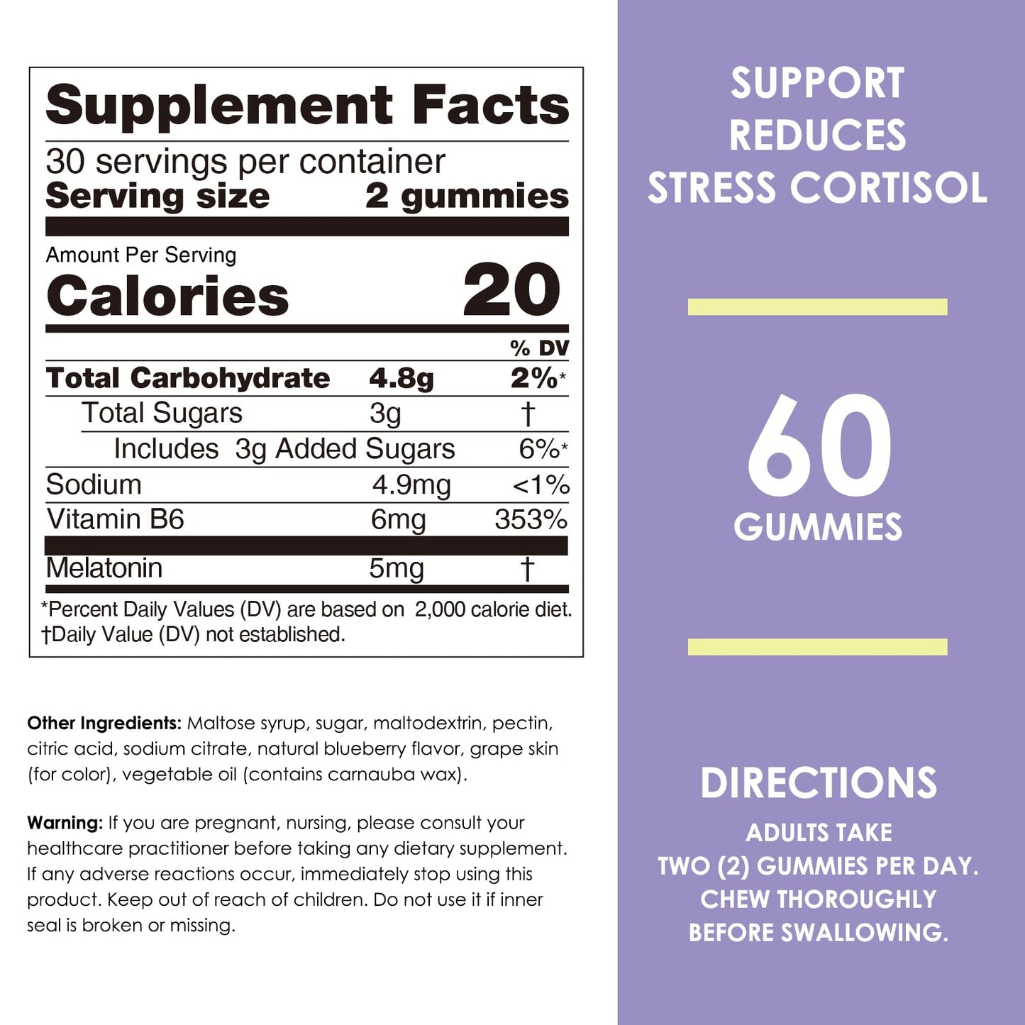 Nature's Key Melatonin Gummies 5mg with Vitamin B6 Sleep Support, Blueberry, 60 Count