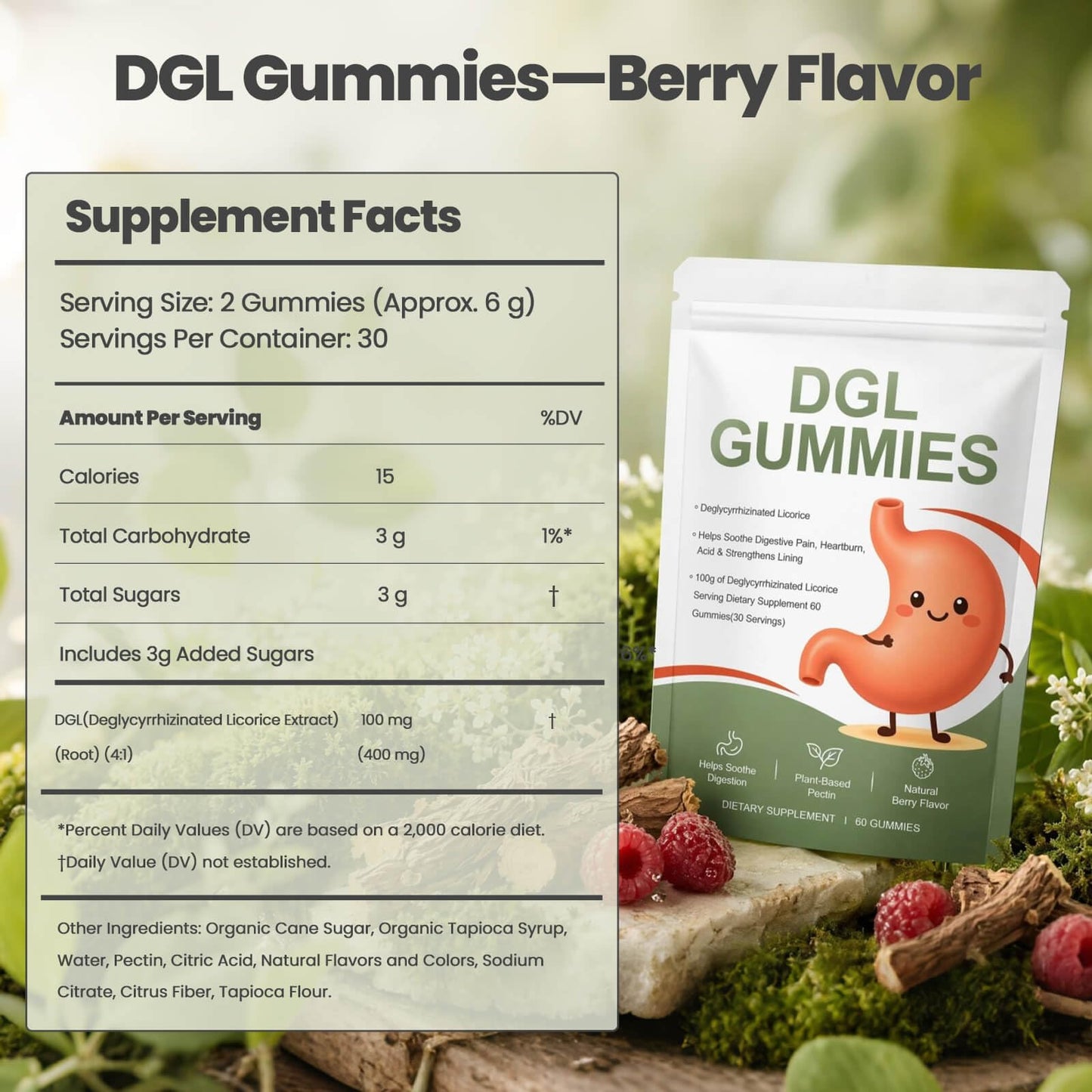 Nmubbn DGL Gummies for Acid Reflux, 60 Count