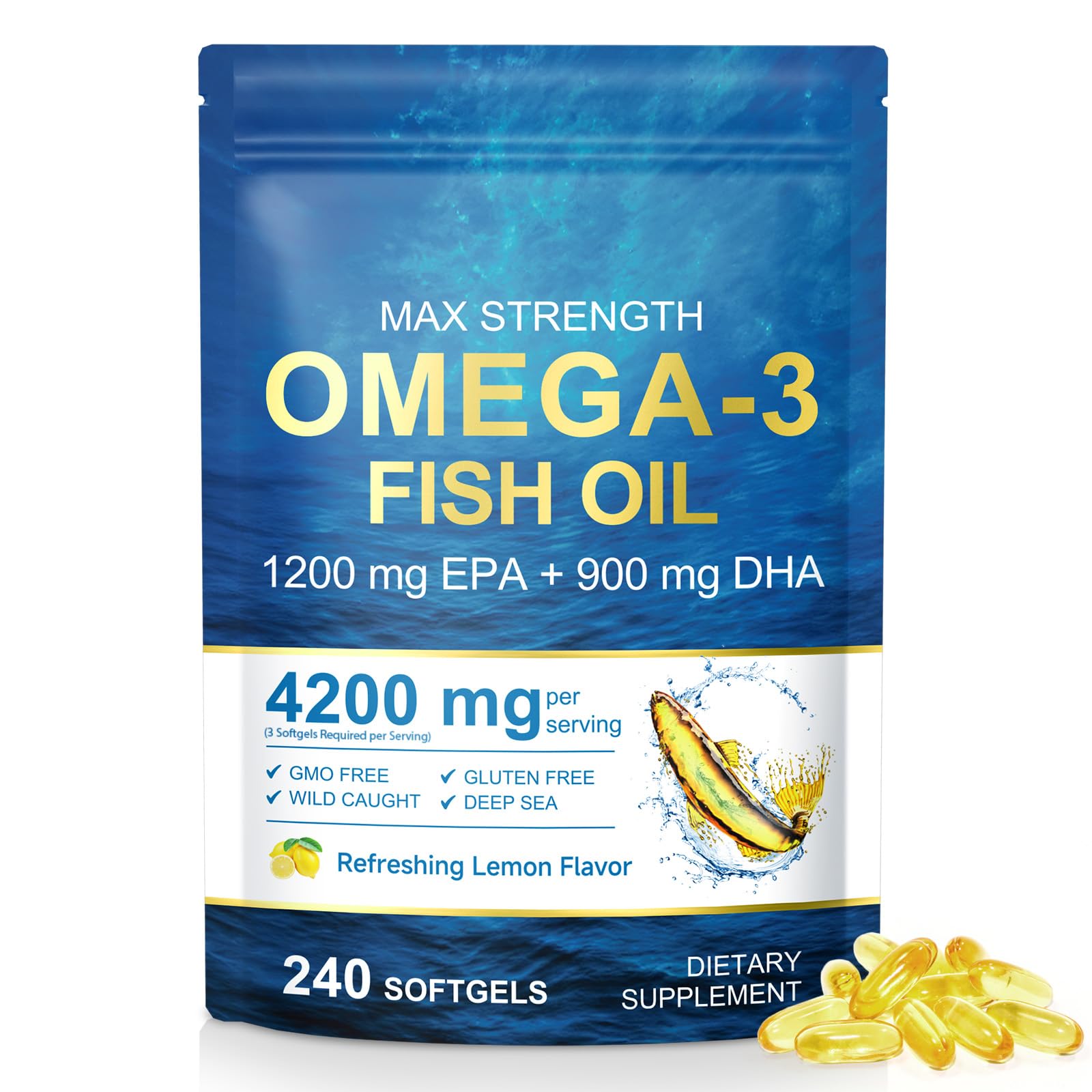 SHMEDIYU Omega 3 Fish Oil Softgels 240