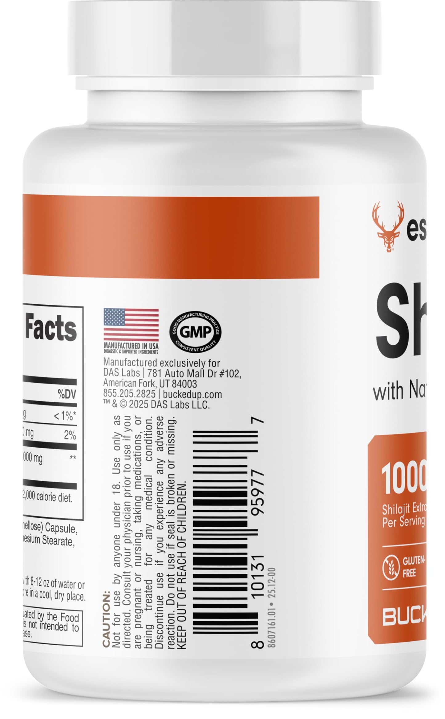 Bucked Up Shilajit 1000mg 20:1 Extract with 20% Fulvic Acid Capsules, 100 Count
