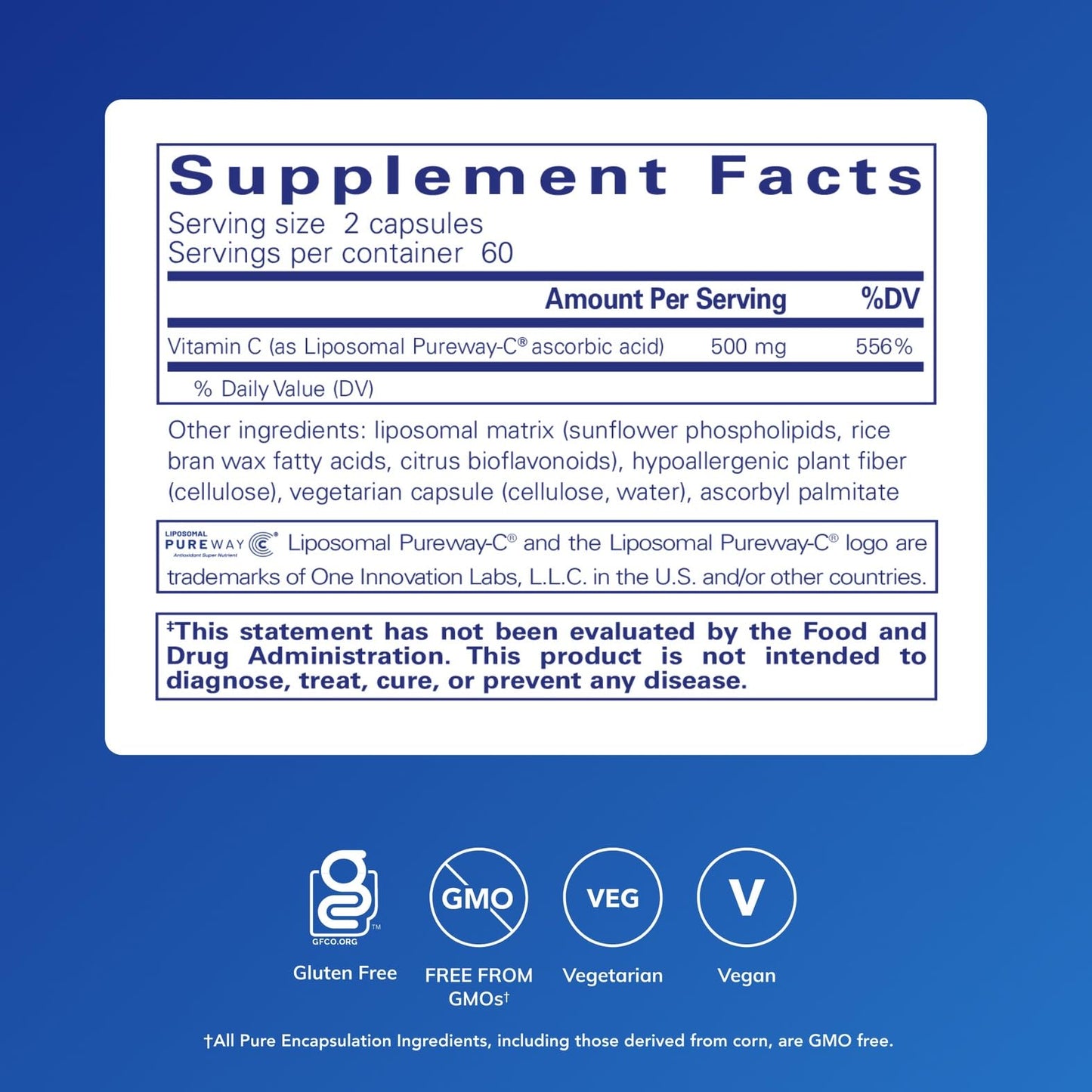 Pure Encapsulations Liposomal Vitamin C Capsule, 120 Capsules