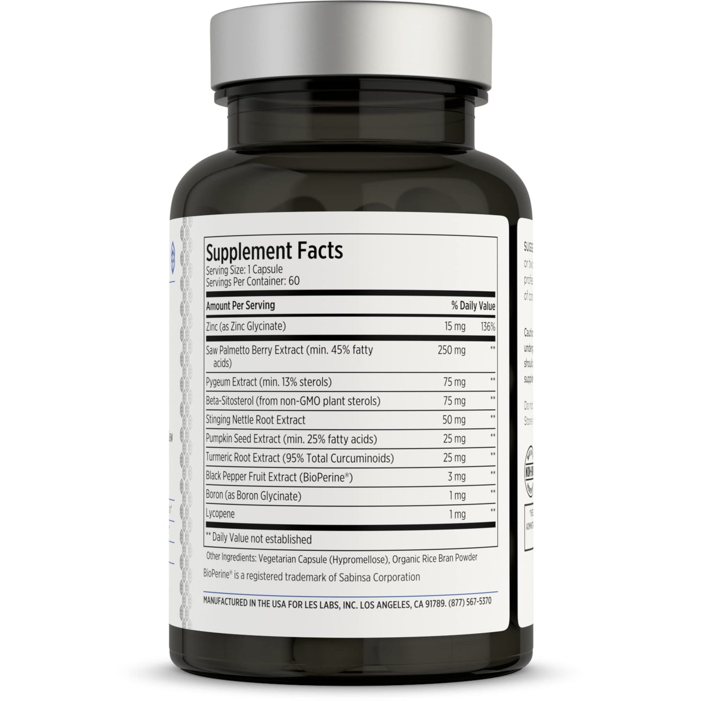 LES Labs Prostate Health Prostate Support, Urinary Tract Health, Fewer Bathroom Visits & Improved Sleep, Saw Palmetto, Pygeum, Beta Sitosterol & Nettle Root, Non-GMO, 60 Capsules