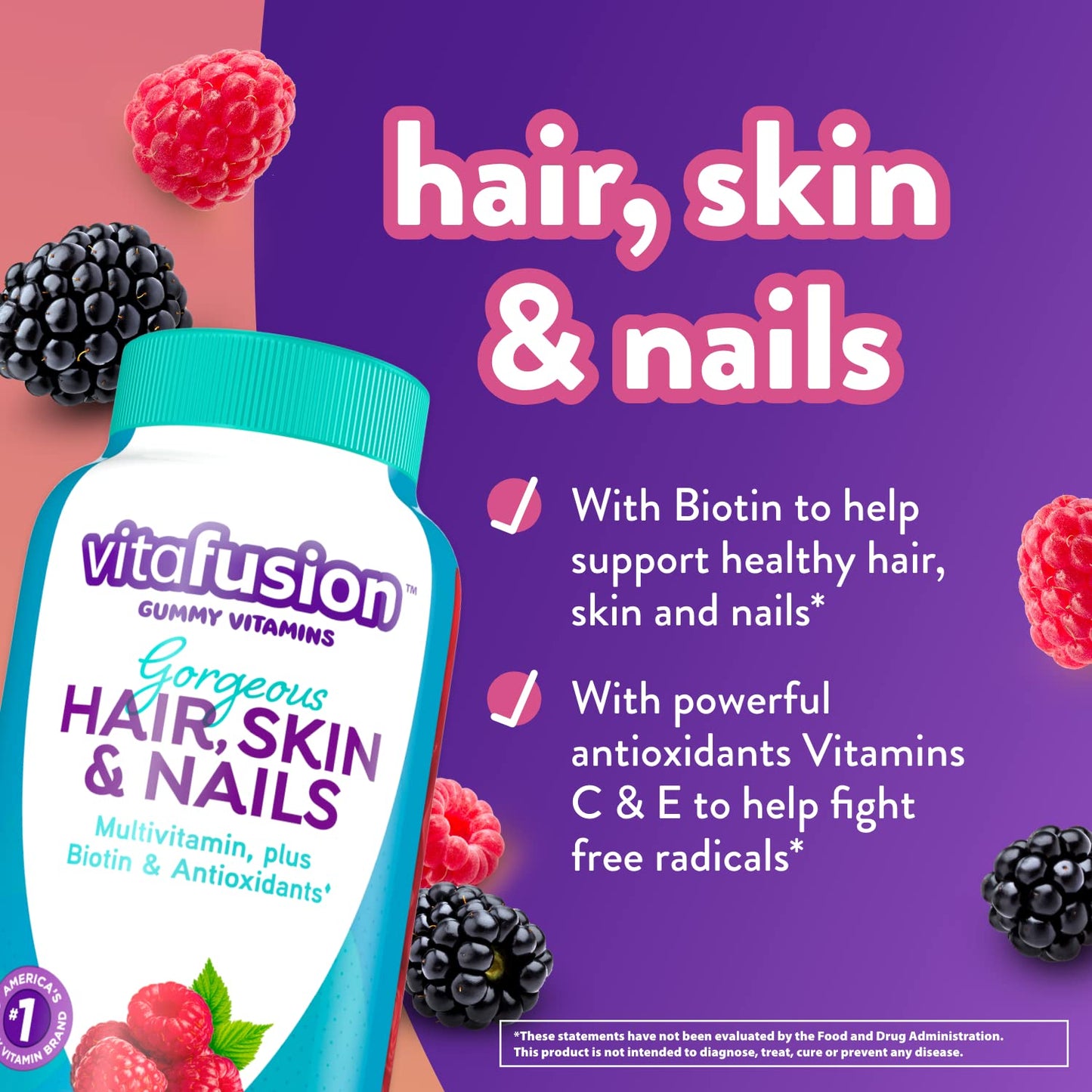Vitafusion Gorgeous Hair/Skin & Nails Multivitamin Gummy, 270 Gummies