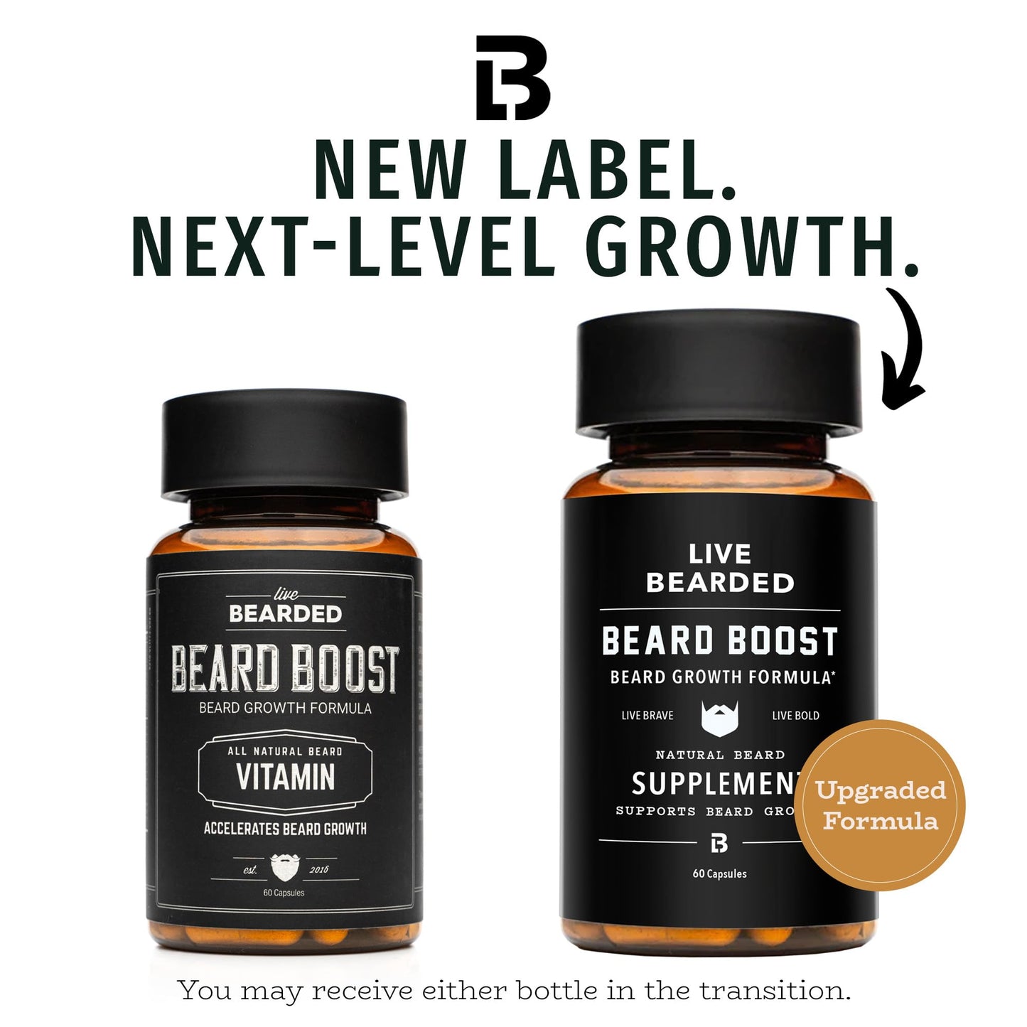 Live Bearded Beard Boost Beard Growth Vitamins for Men, Capsules, 180 Count