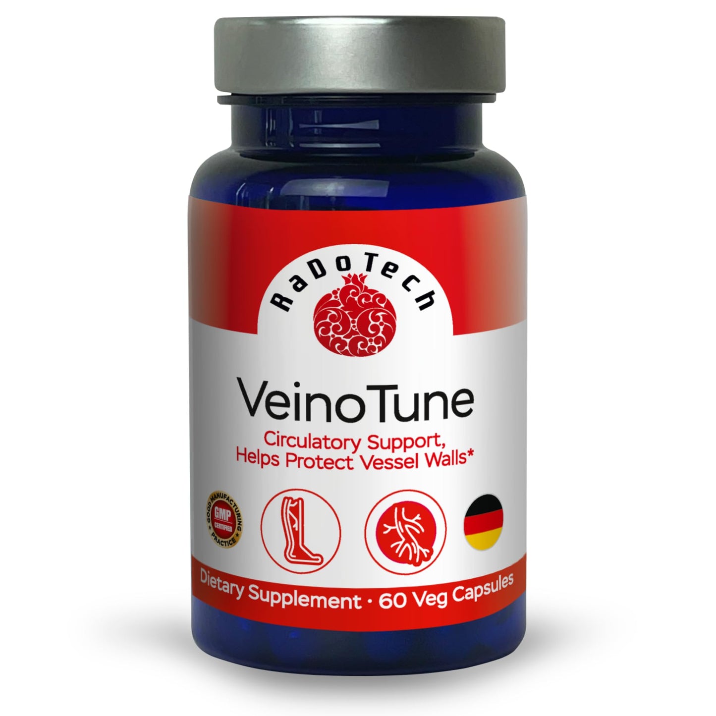 RaDoTech VeinoTune Varicose Veins Treatment for Legs, Reduces Swelling, Horse Chestnut 300 mg Capsule, 60 Count