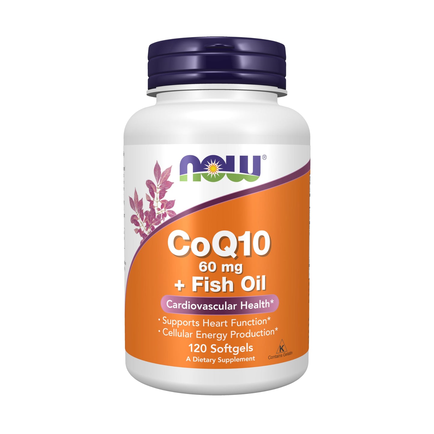 NOW Foods CoQ10 60 mg with Omega-3 Fish Oil Softgels, 120 Count