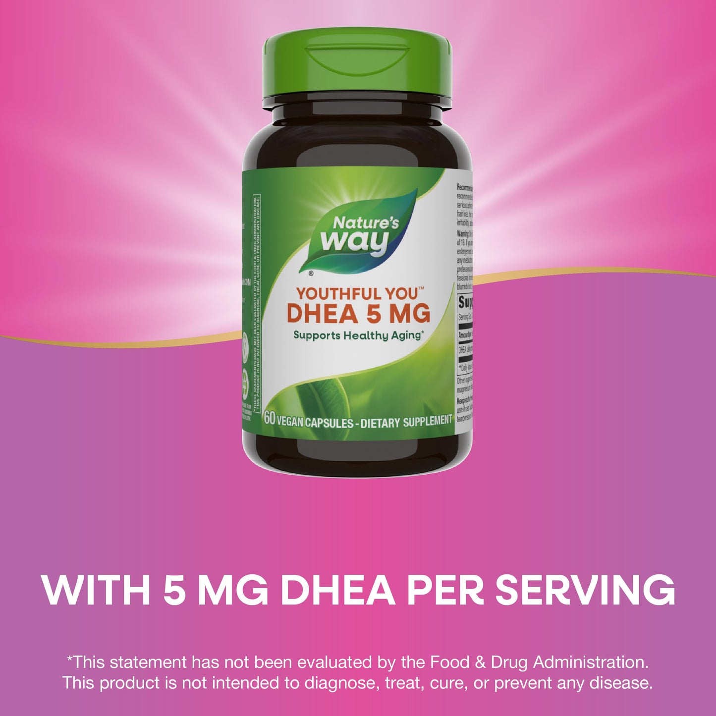 Nature's Way Youthful You DHEA 5 mg Capsules, 120 Vegan Capsules