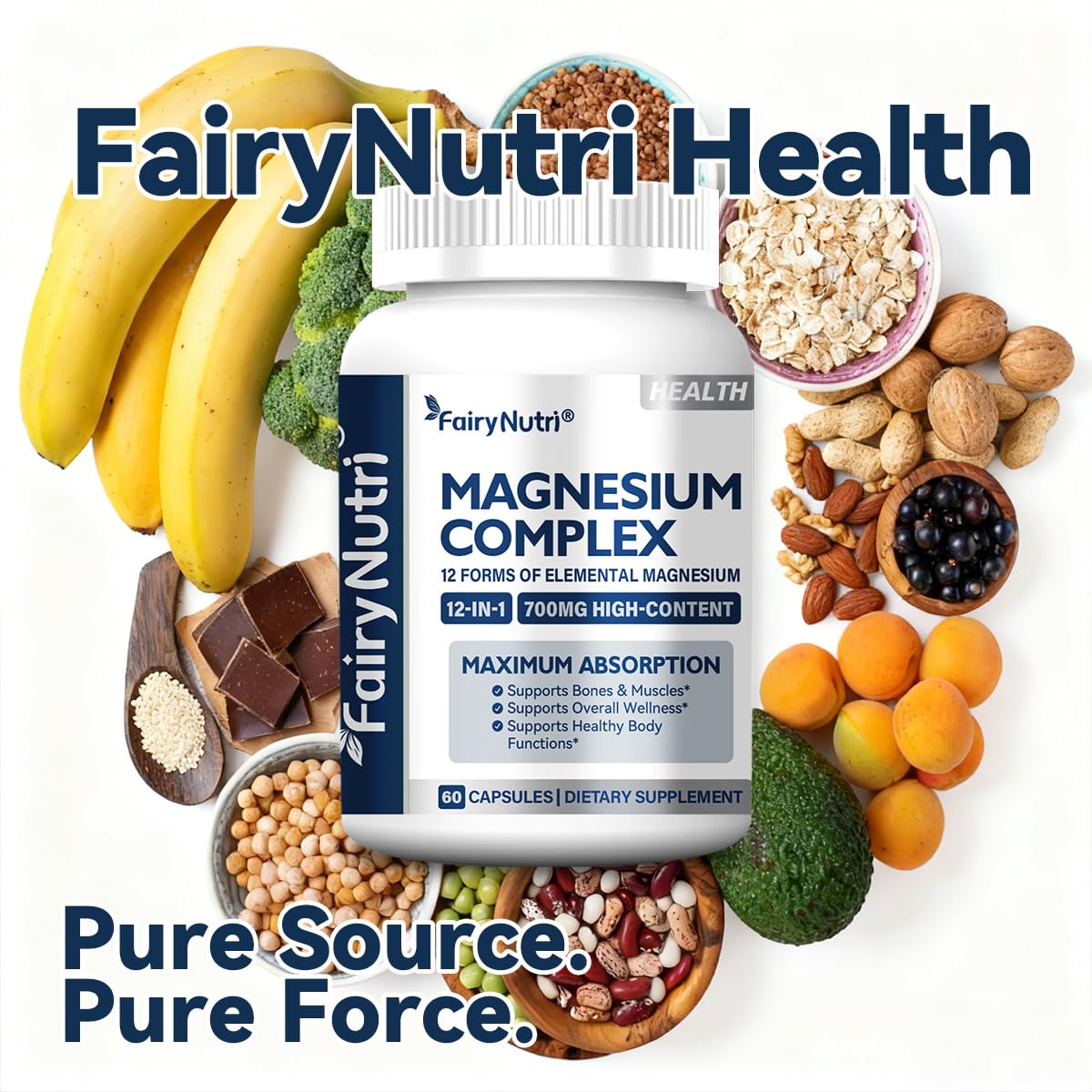 Fairynutri Magnesium Complex Supplement Capsules, 60 Count
