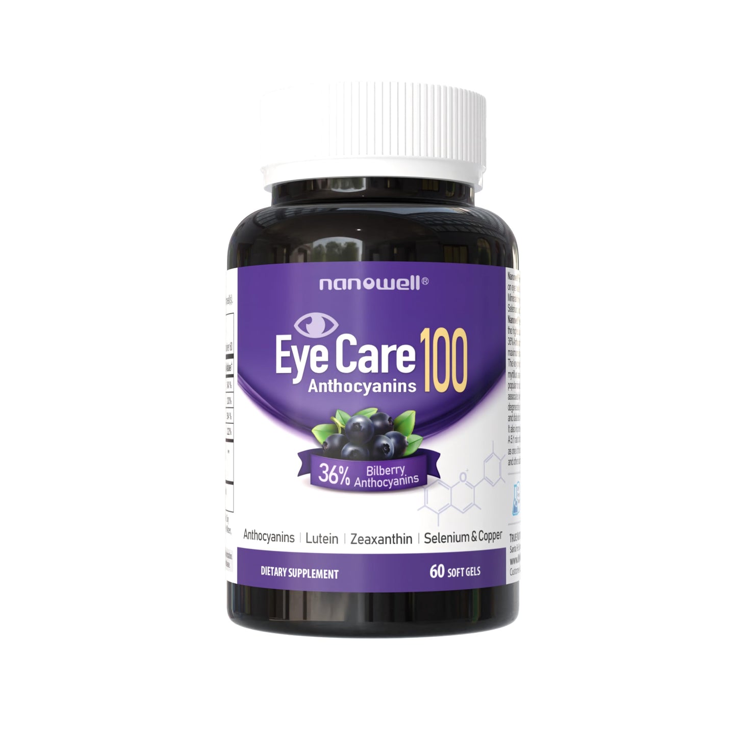 NANOWELL EyeCare Anthocyanins 100 Softgels, 60 Count