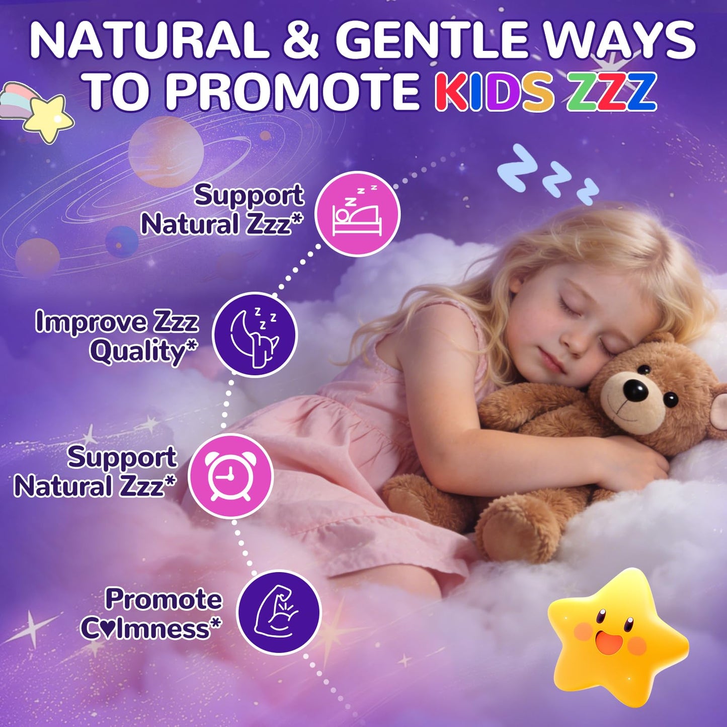 BSSTABBON Melatonin Gummies for Kids 1mg Extra Strength Chewable with Magnesium Chamomile Lavender Elderberry L-Theanine D3 B6 - Natural Rest Cycles for Children 4+, 120 Gummies