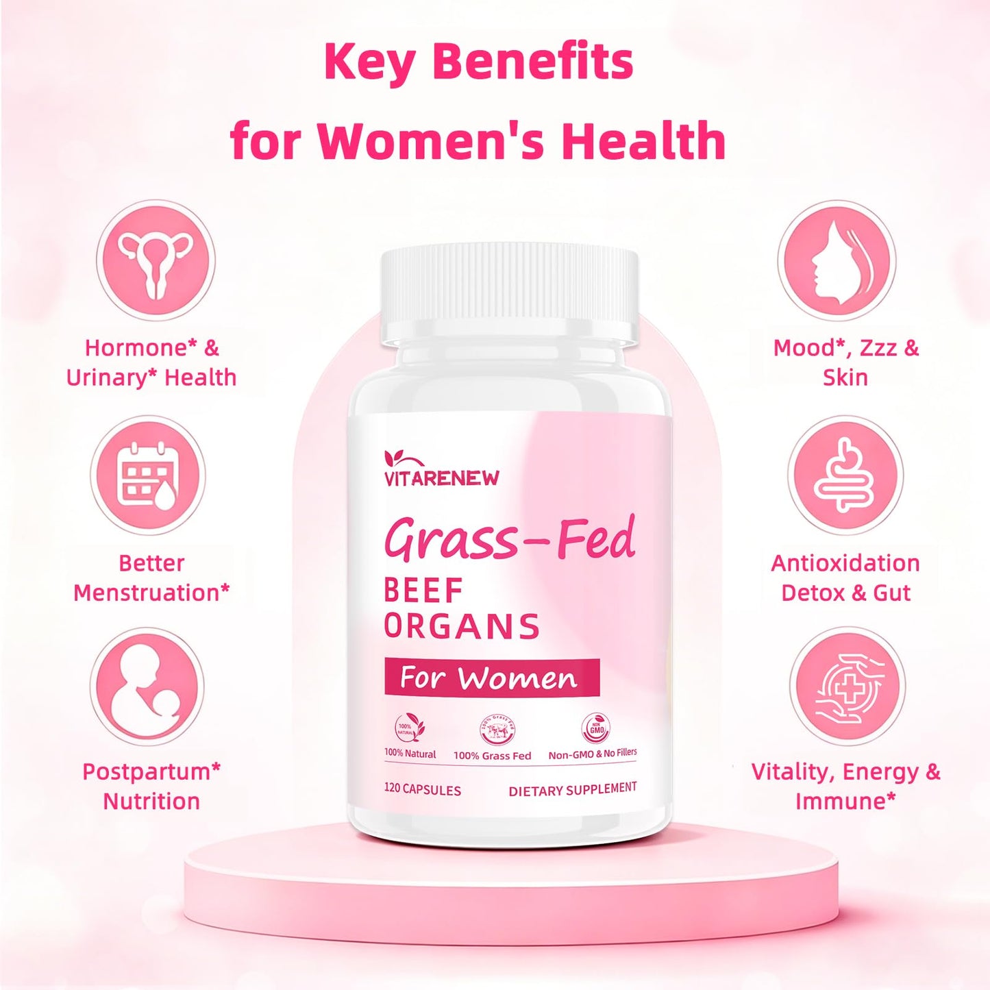 VITARENEW Beef Organ Supplement for Women Capsules 120