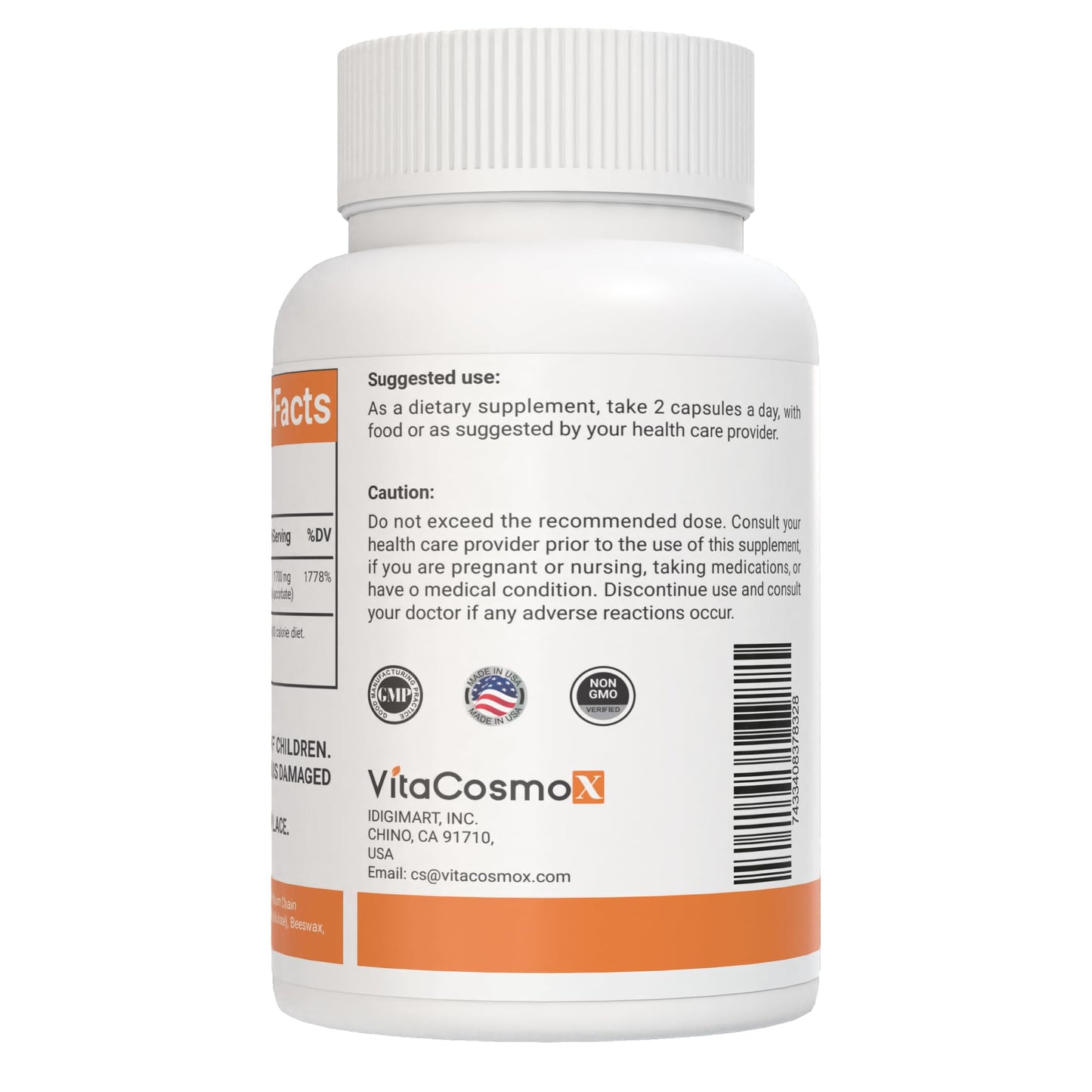 VitaCosmoX Liposomal Vitamin C Sunflower Lecithin Supplement, 120 Capsules