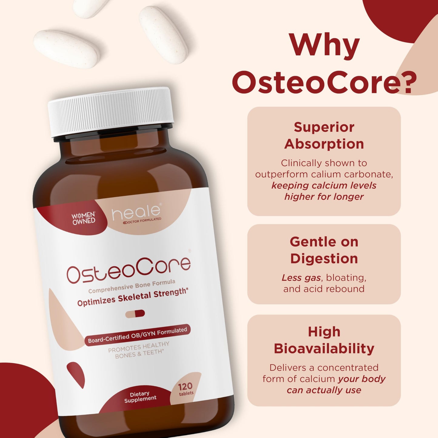 Heale Doctor Formulated OsteoCore Calcium Supplements for Women Capsule 120 Capsules