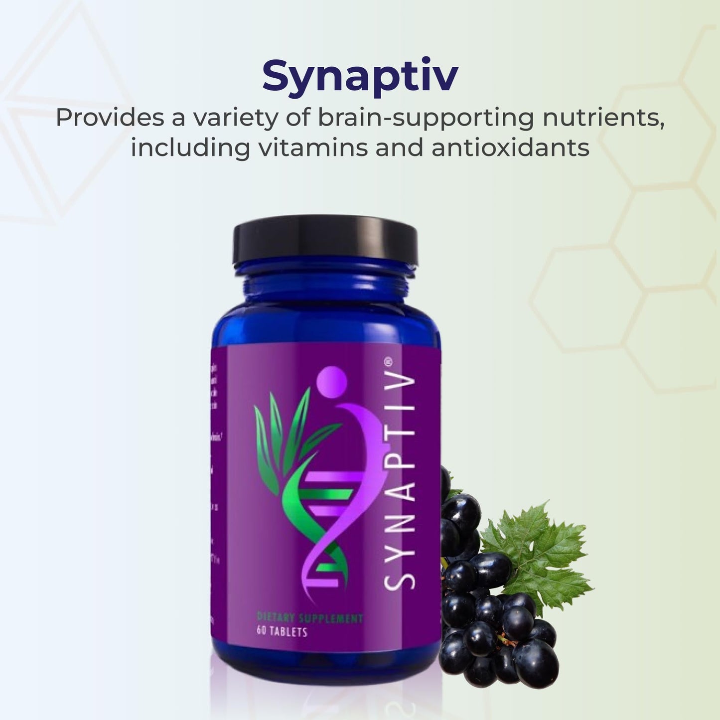 Youngevity Synaptiv Brain Support - 12in1 - Ginkgo, Huperzine, Bacopa, Quercetin and More - with Potent Antioxidant Blend + Vitamins, 60 Tablets