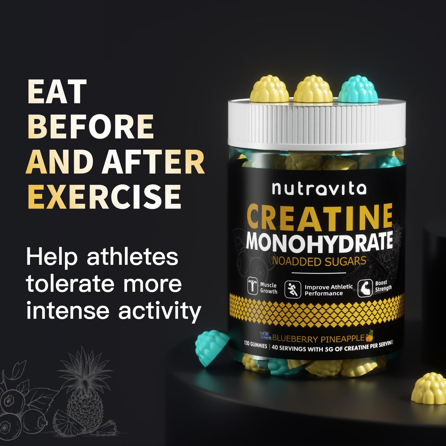 Nutravita Creatine Monohydrate Gummy 120 Count