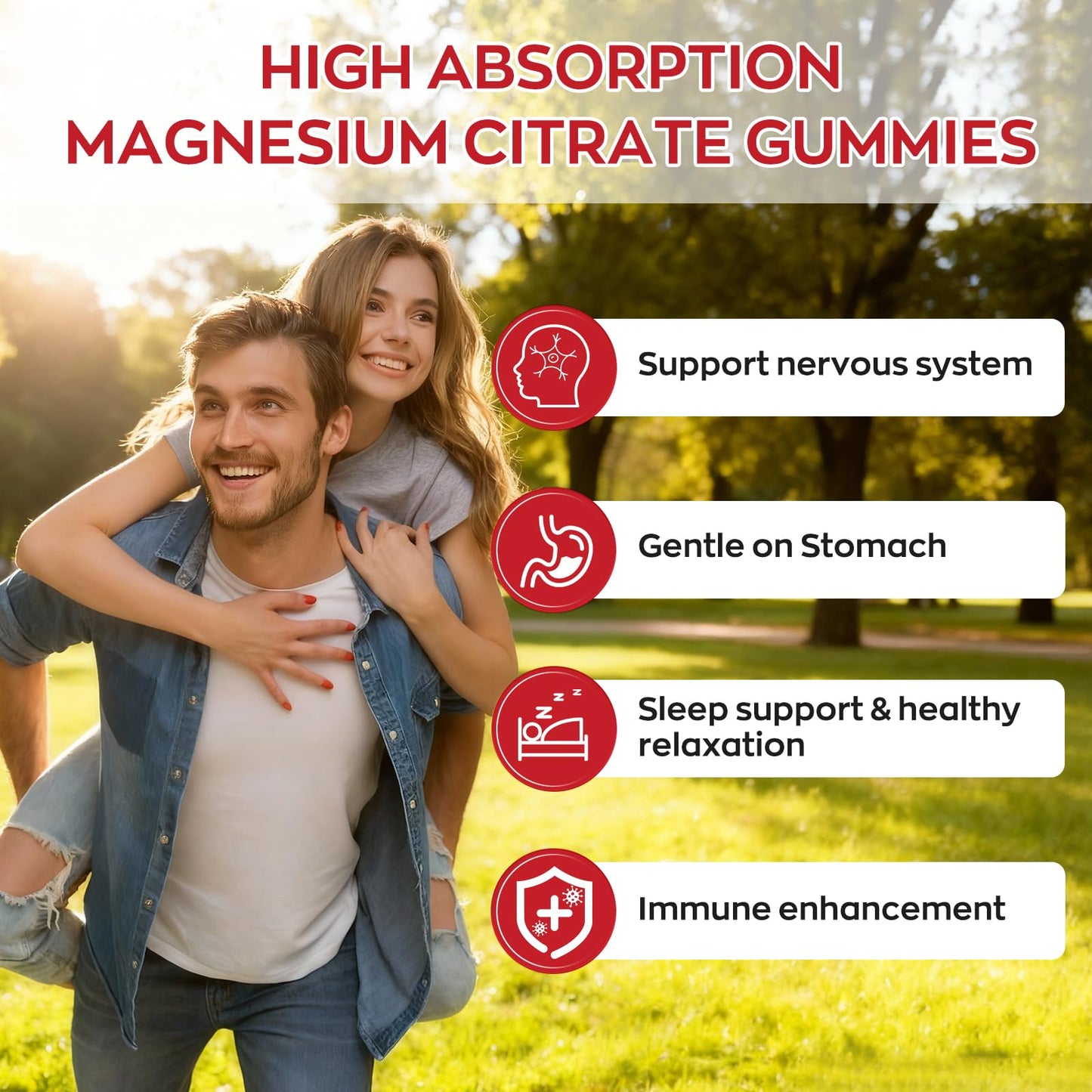 Yidout High Absorption Magnesium Gummies for Adults, Raspberry Flavor, Vegan, Non-GMO, 60 Count