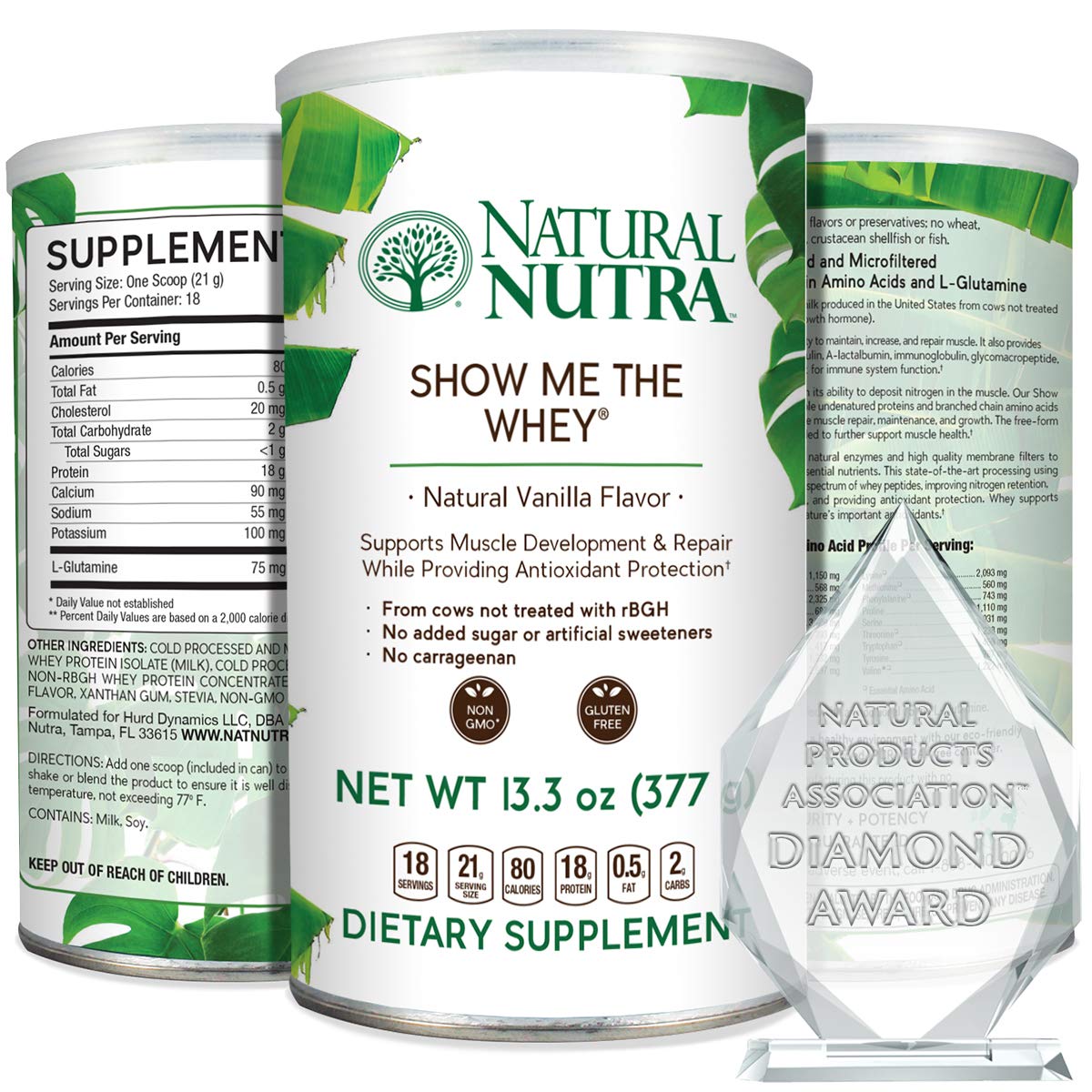 Natural Nutra Grass Fed Vanilla Show Me The Whey Protein Source Powder 13.3 oz