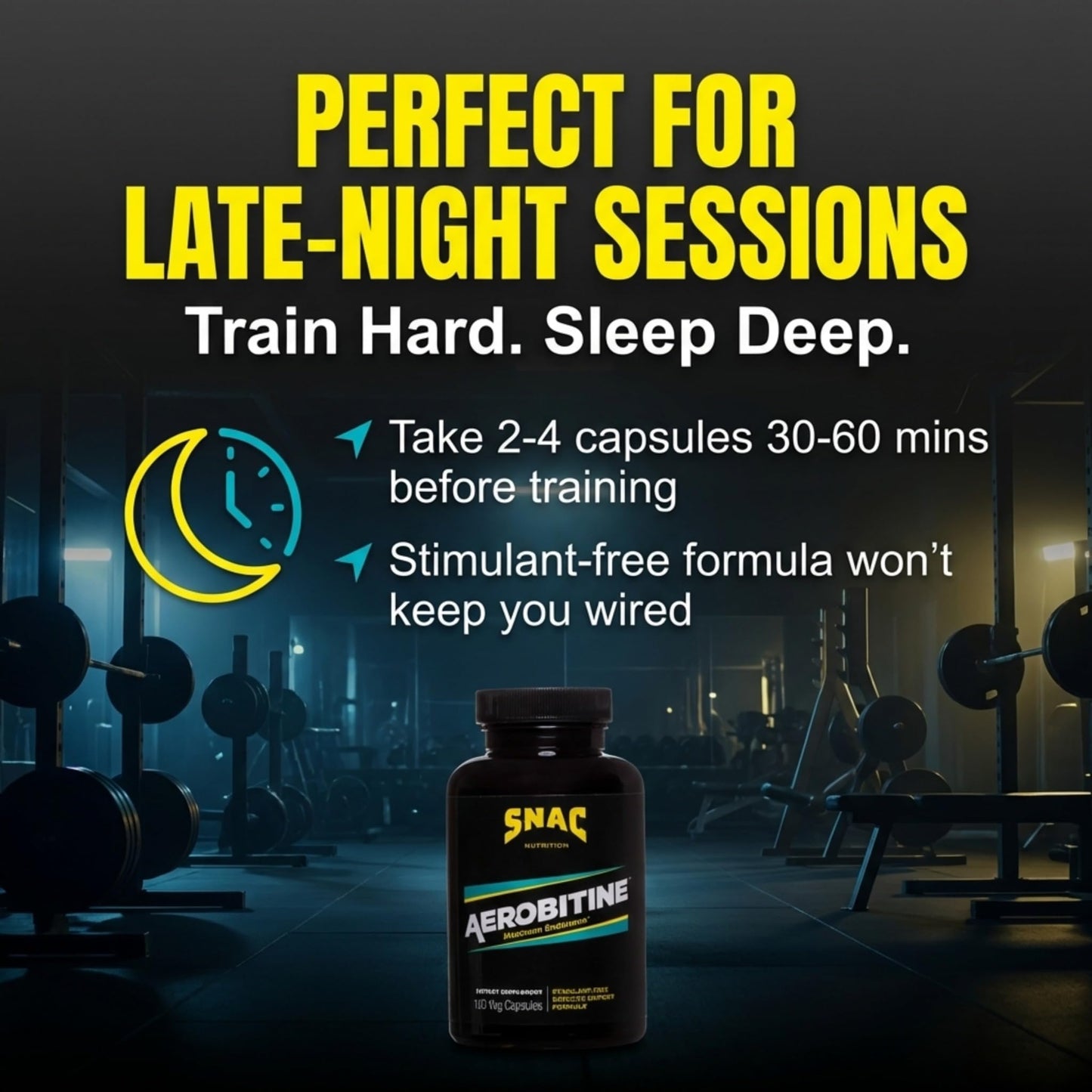 SNAC Aerobitine Stimulant-Free Pre-Workout Veggie Capsules, 120 Count
