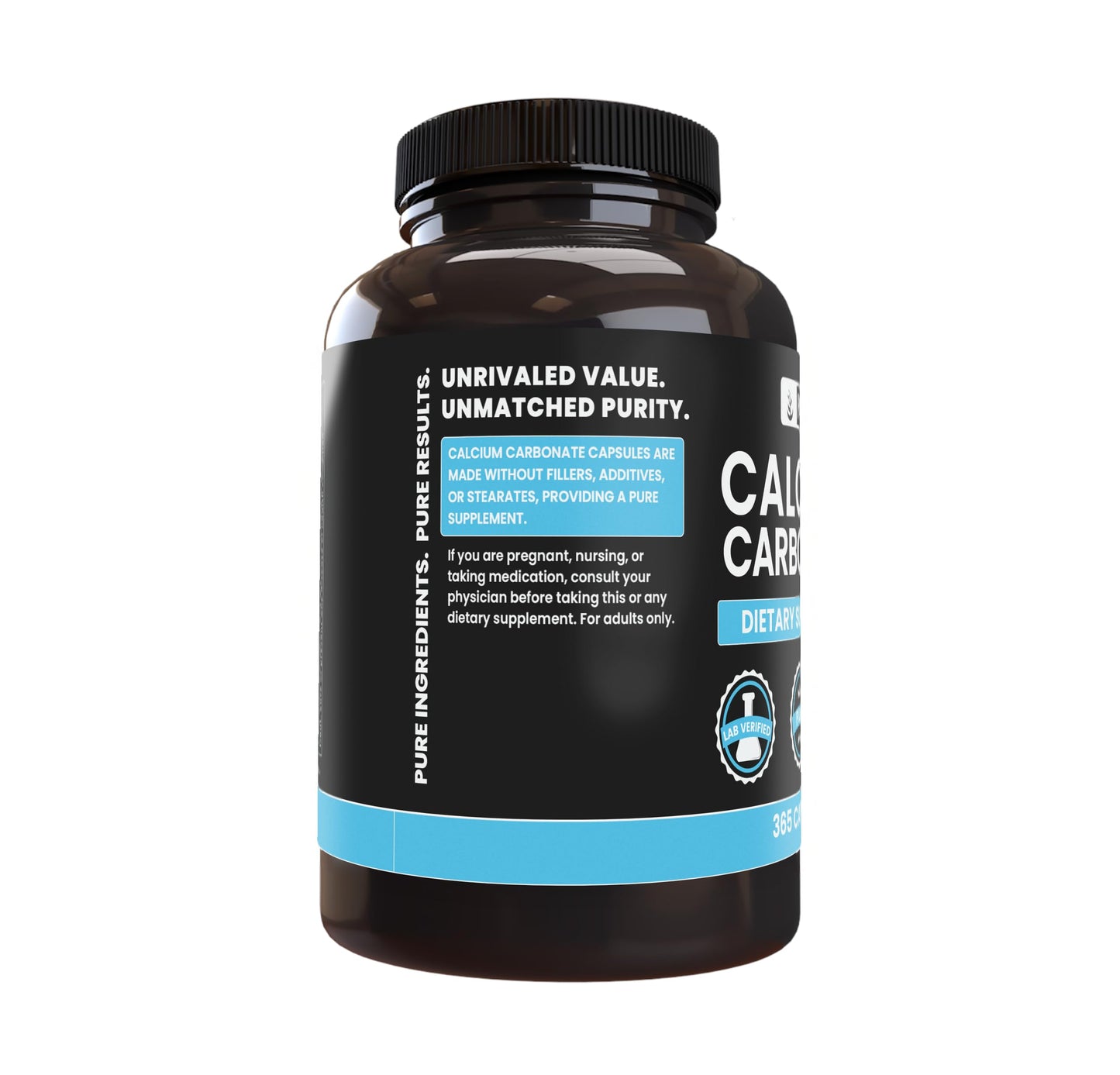 PURE ORIGINAL INGREDIENTS Calcium Carbonate Capsules 365