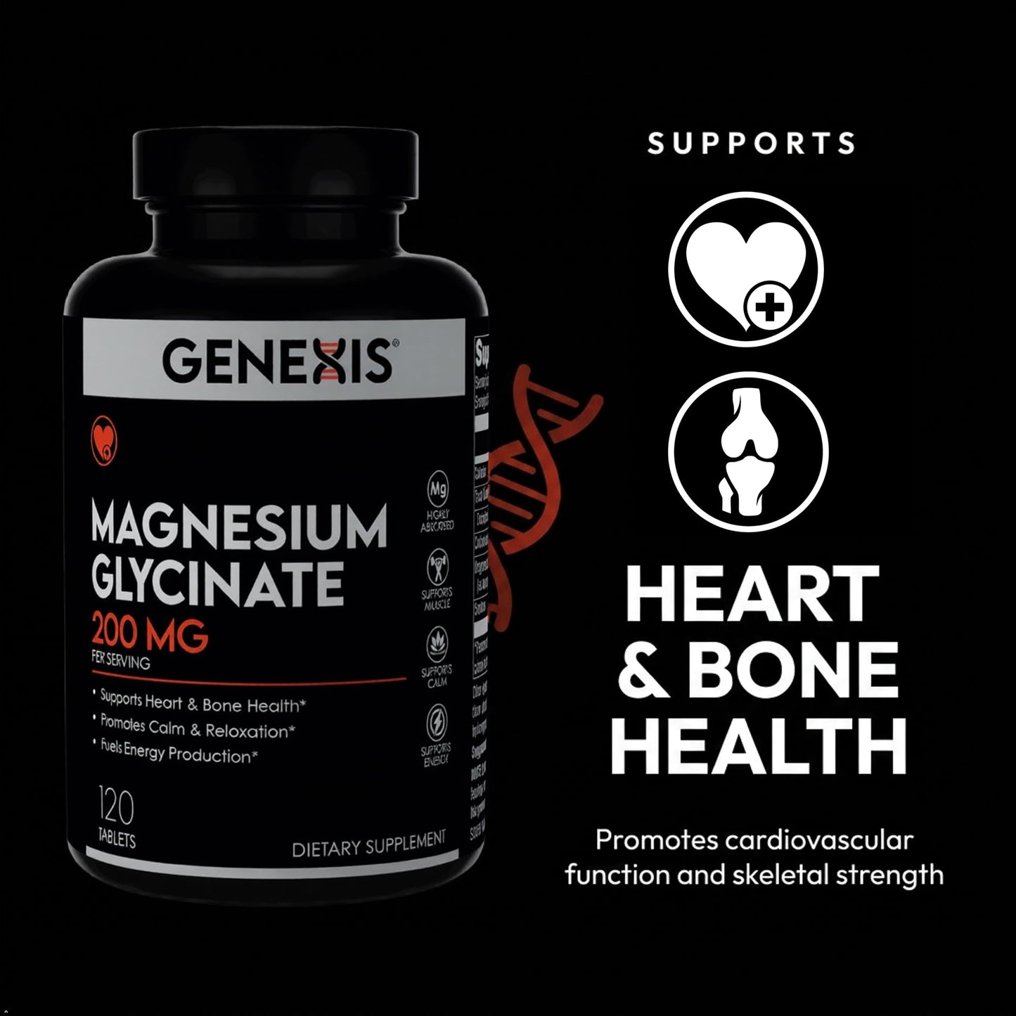 Genexis Magnesium Glycinate 200mg Tablets, 120 Tablets