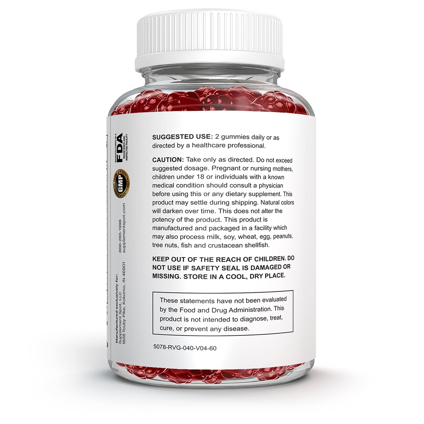 Supplement Spot Hair Skin and Nails Vitamins Biotin Gummies with Collagen, 6000 mcg Biotin, Passion Fruit Flavor, Gluten Free, 60 Gummies