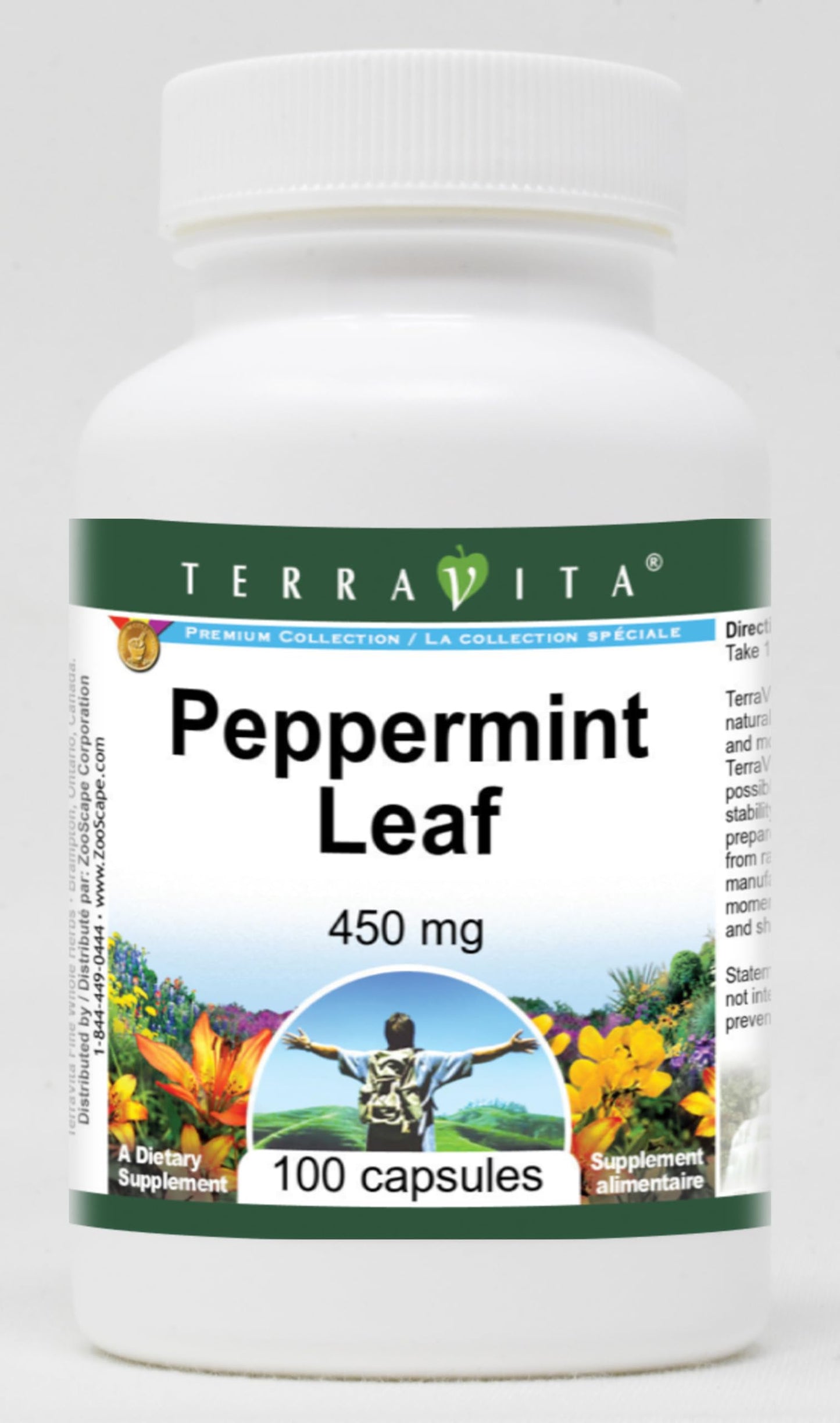 Terravita Peppermint Leaf - 450 mg Capsules, 100 Count