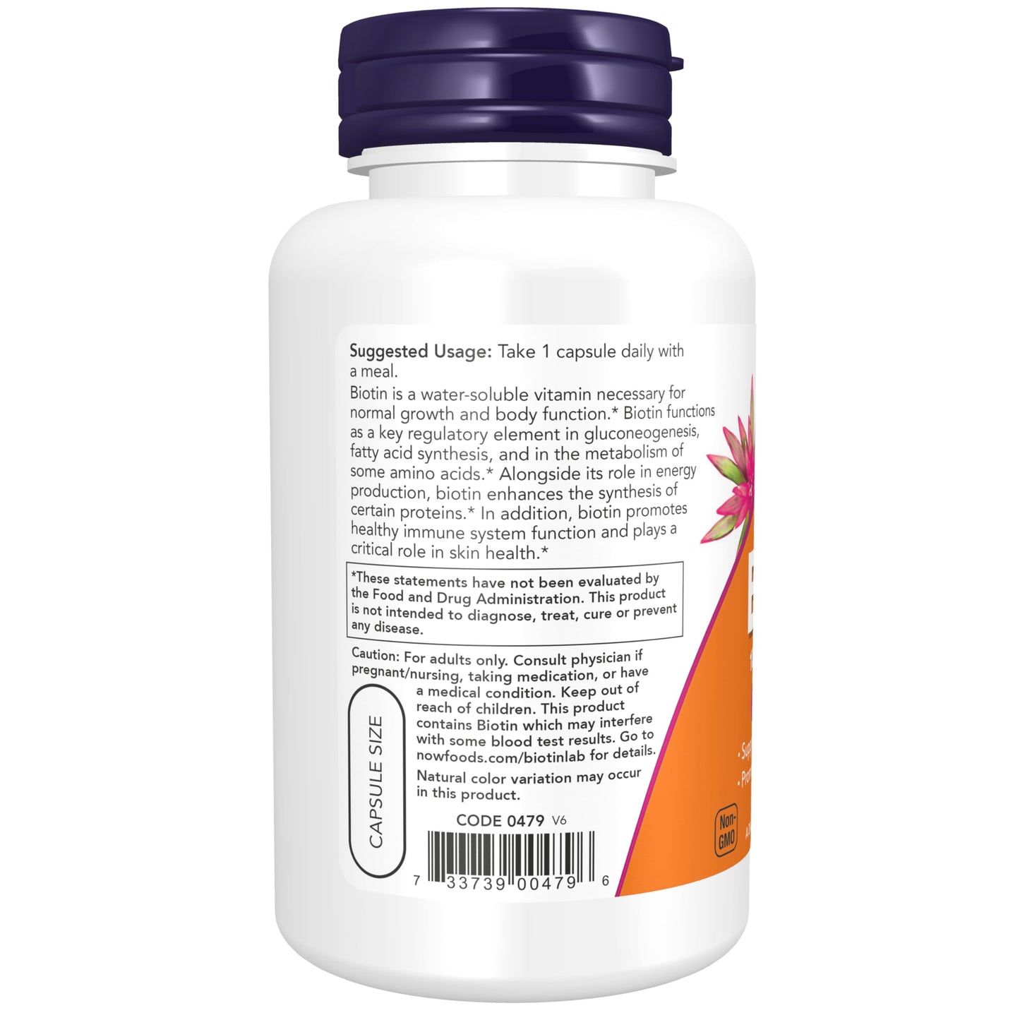 NOW Foods Biotin 10 mg Veg Capsules, 120 Count