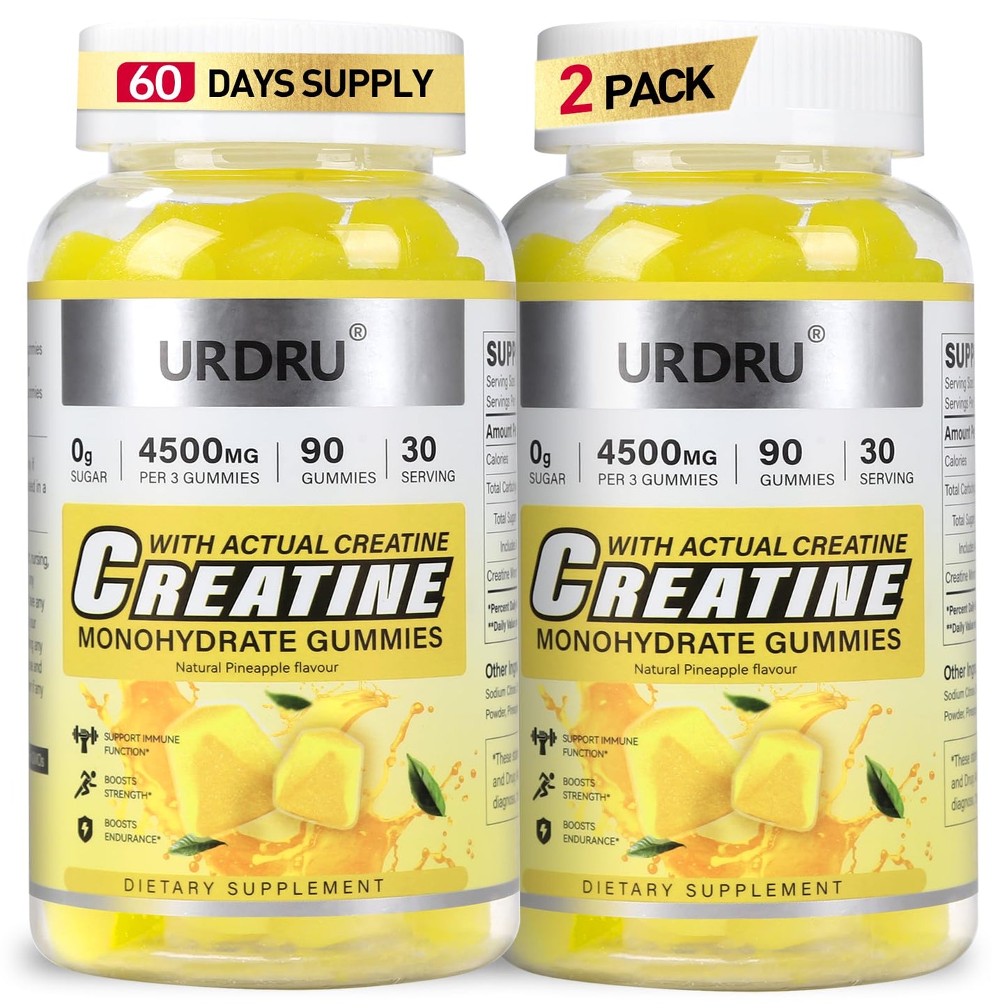URDRU Creatine Gummies 90 Count (Pack of 2)