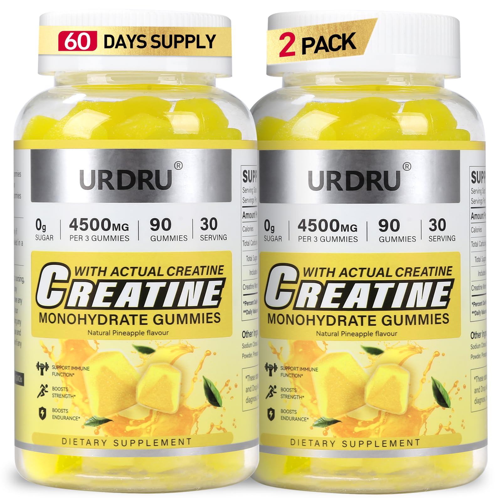 URDRU Creatine Gummies 90 Count (Pack of 2)
