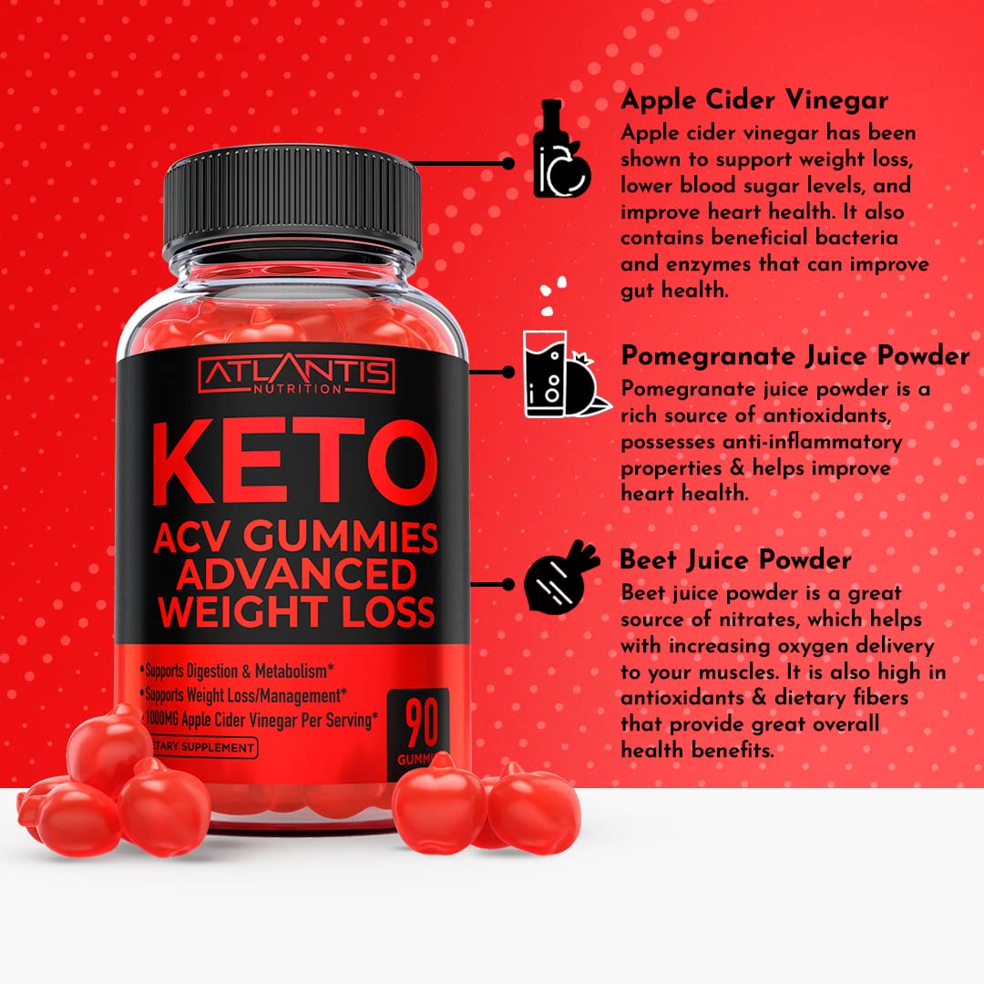 Atlantis Nutrition Keto ACV Gummies for Weight Loss 90 Count