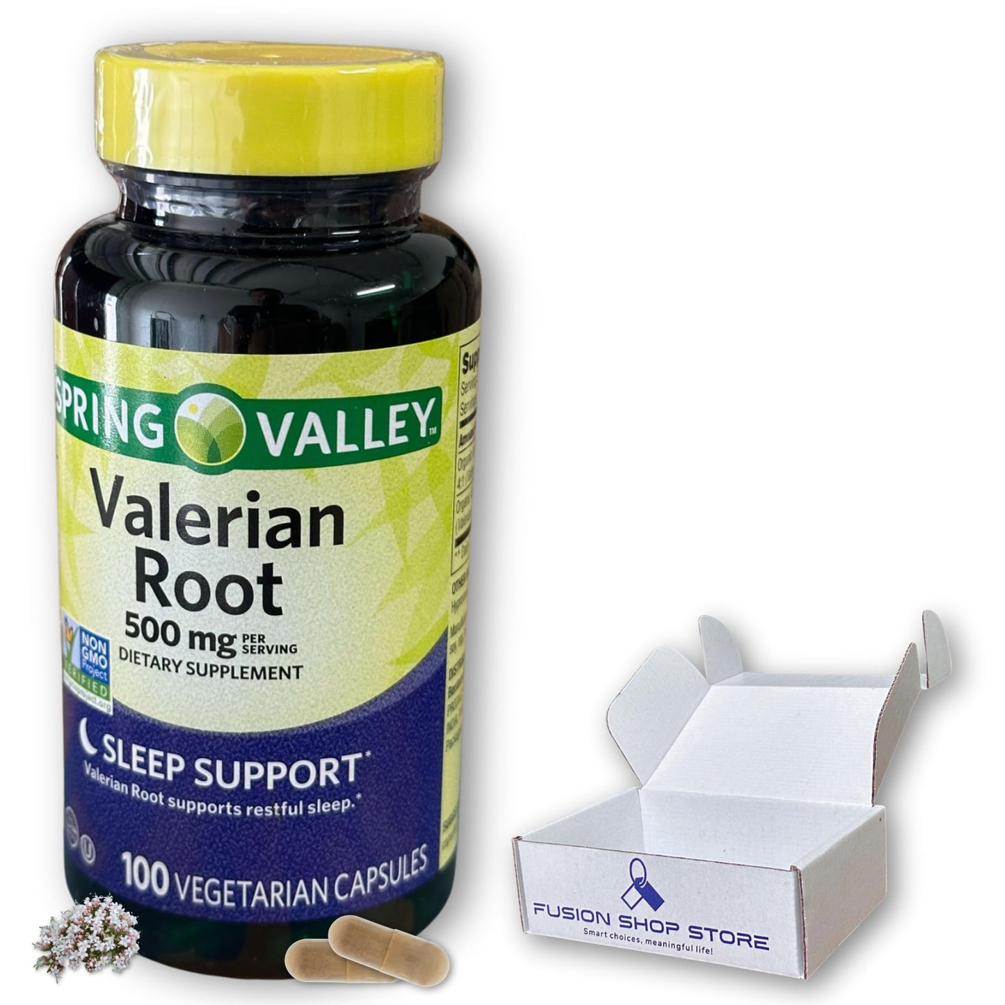 Fusion Shop Store Valerian Root 500mg Vegan Capsules, 100 Count