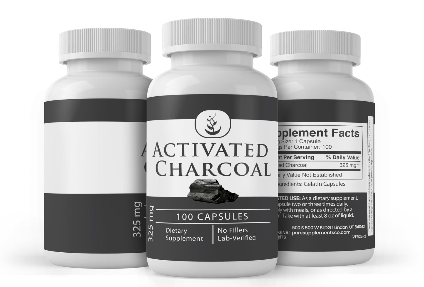 Pure Original Ingredients Activated Charcoal Capsule 100 Count
