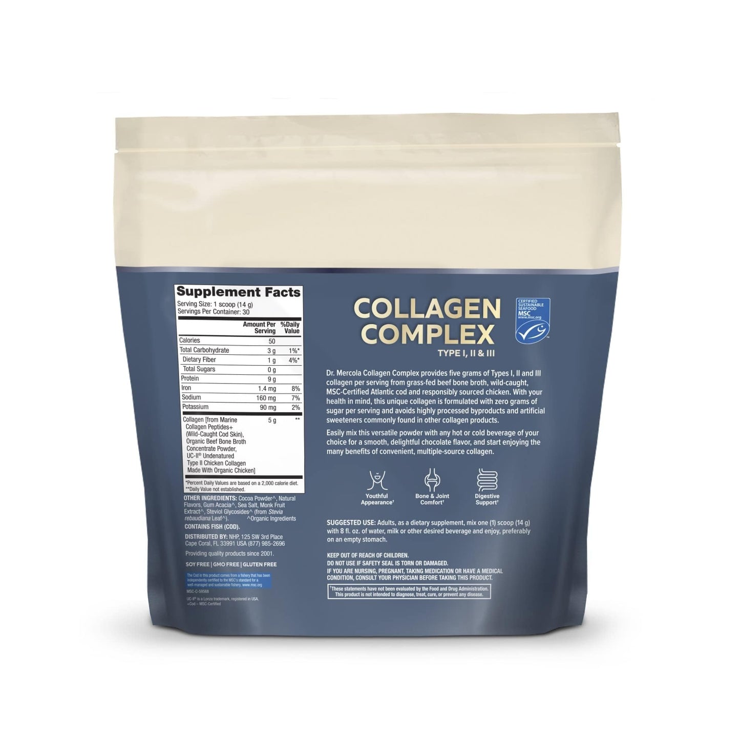 Dr. Mercola Collagen Complex Powder - Multi-Source Collagen Types I, II & III - 14.81 oz