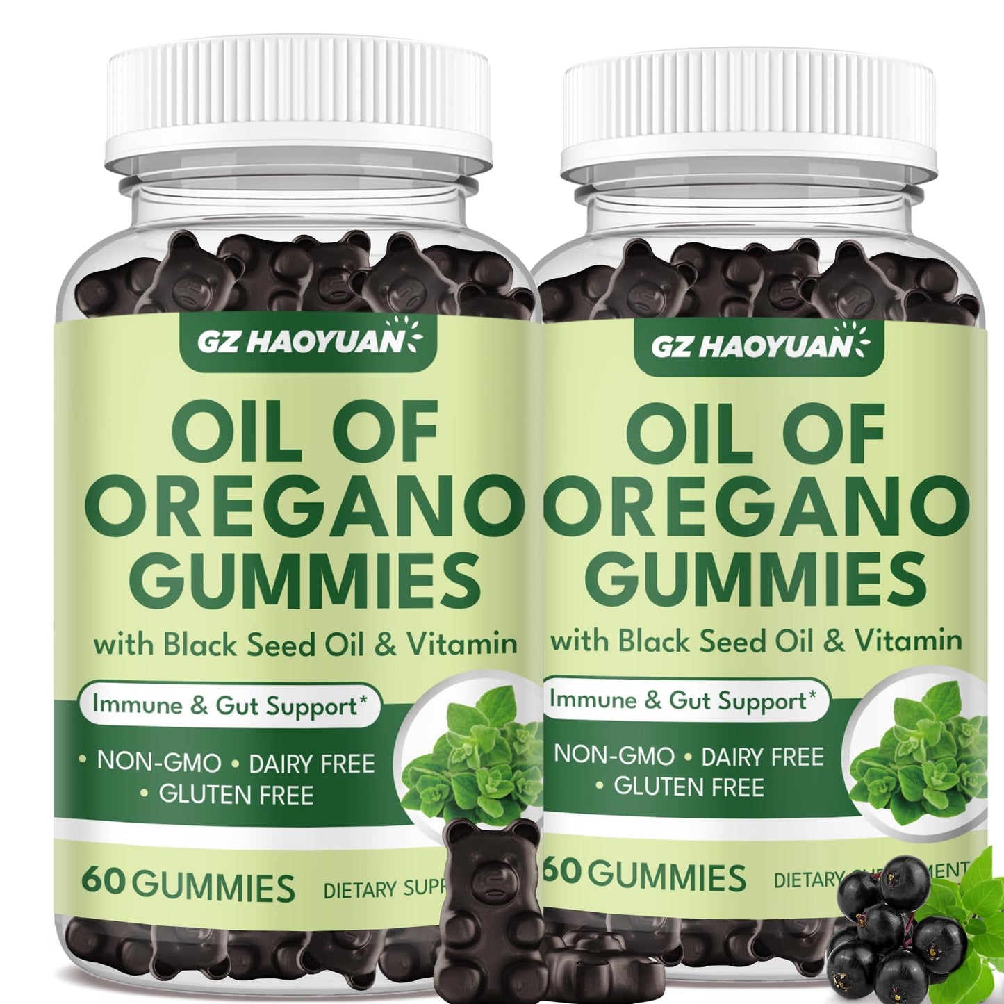 GZ HAOYUAN Oil of Oregano with Black Seed Oil + Vitamin D3, 120 Gummies