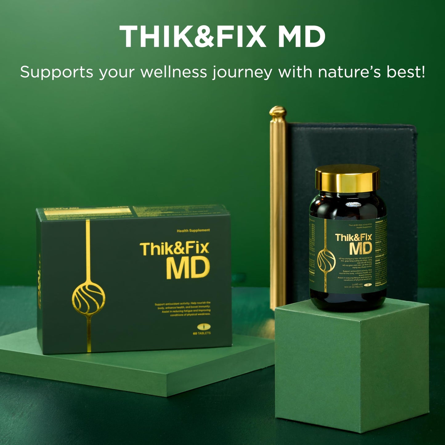 Thik&Fix MD Immune Support Supplement with Natural Herbs, Ginseng Extract & Reishi Mushroom Softgel, 60