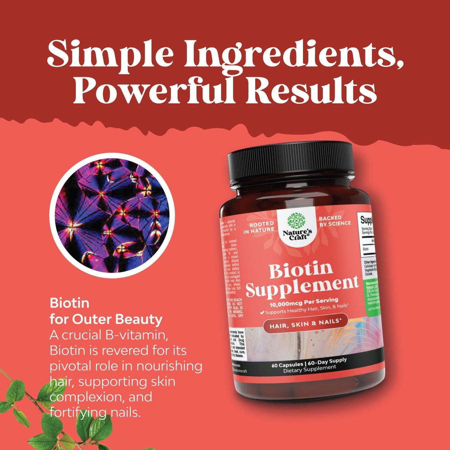 Natures Craft Biotin 10000 mcg Capsule, 60 Count