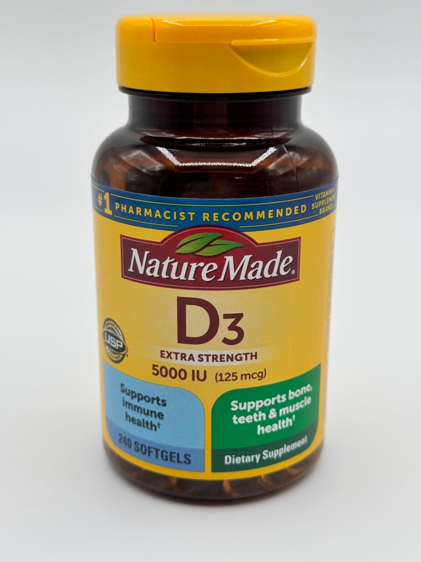 Nature Made D3 Extra Strength 5000 IU 125mcg Softgel, 240 Count