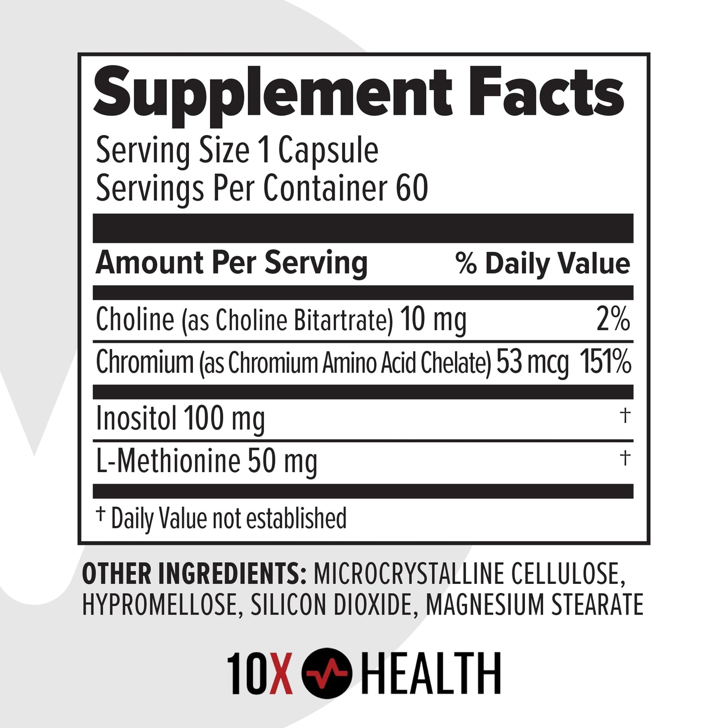 10X Health System MIC Chromium Supplements Capsules 60 Count