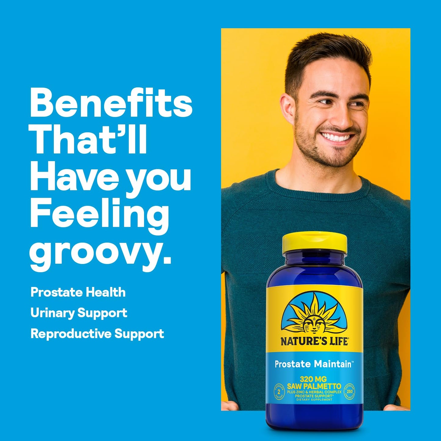 Nature's Life Prostate Maintain Prostate Support Supplement for Men's Health Capsules, 250 Count