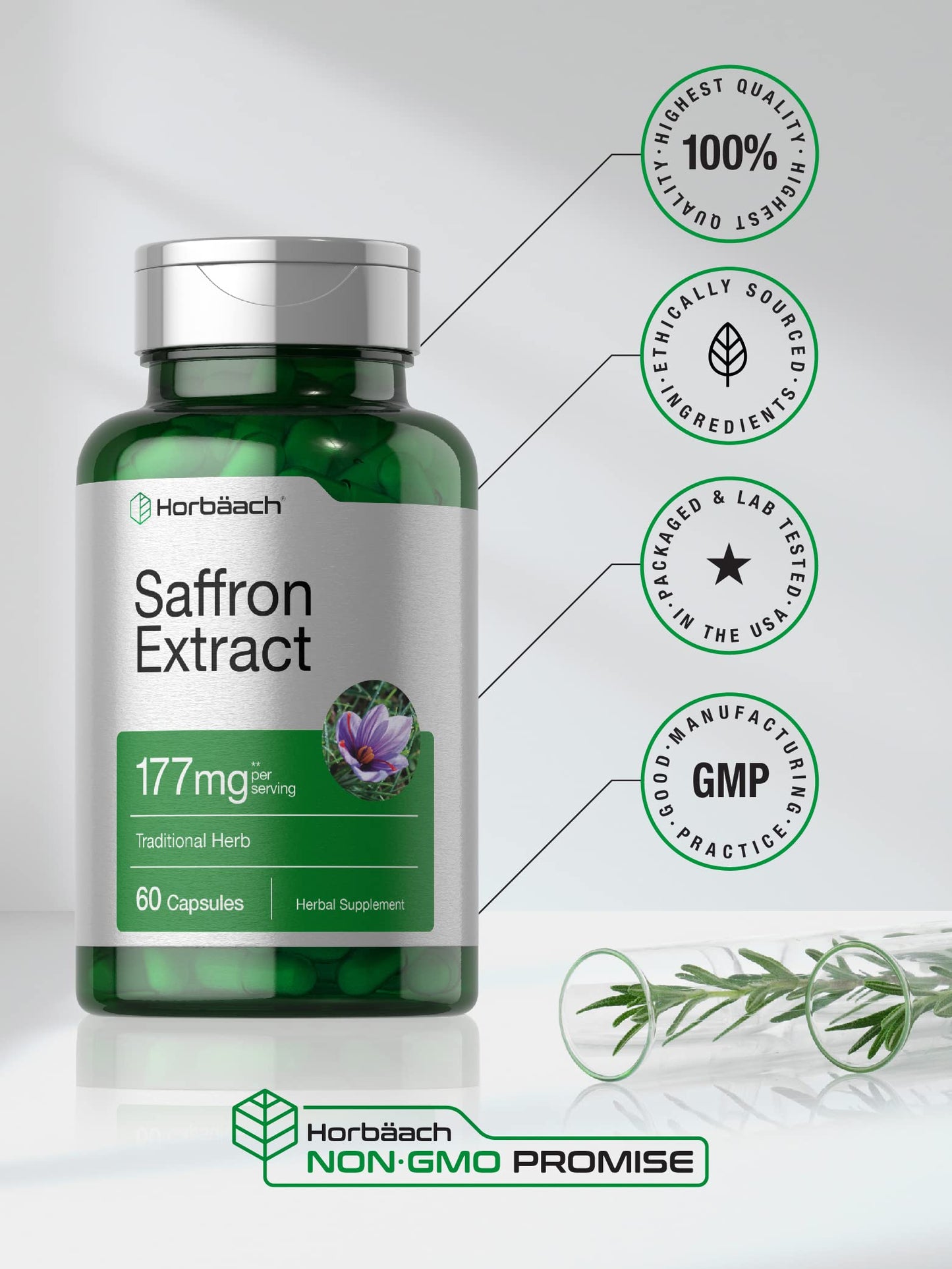 Horbäach Saffron Extract, 60 Capsules
