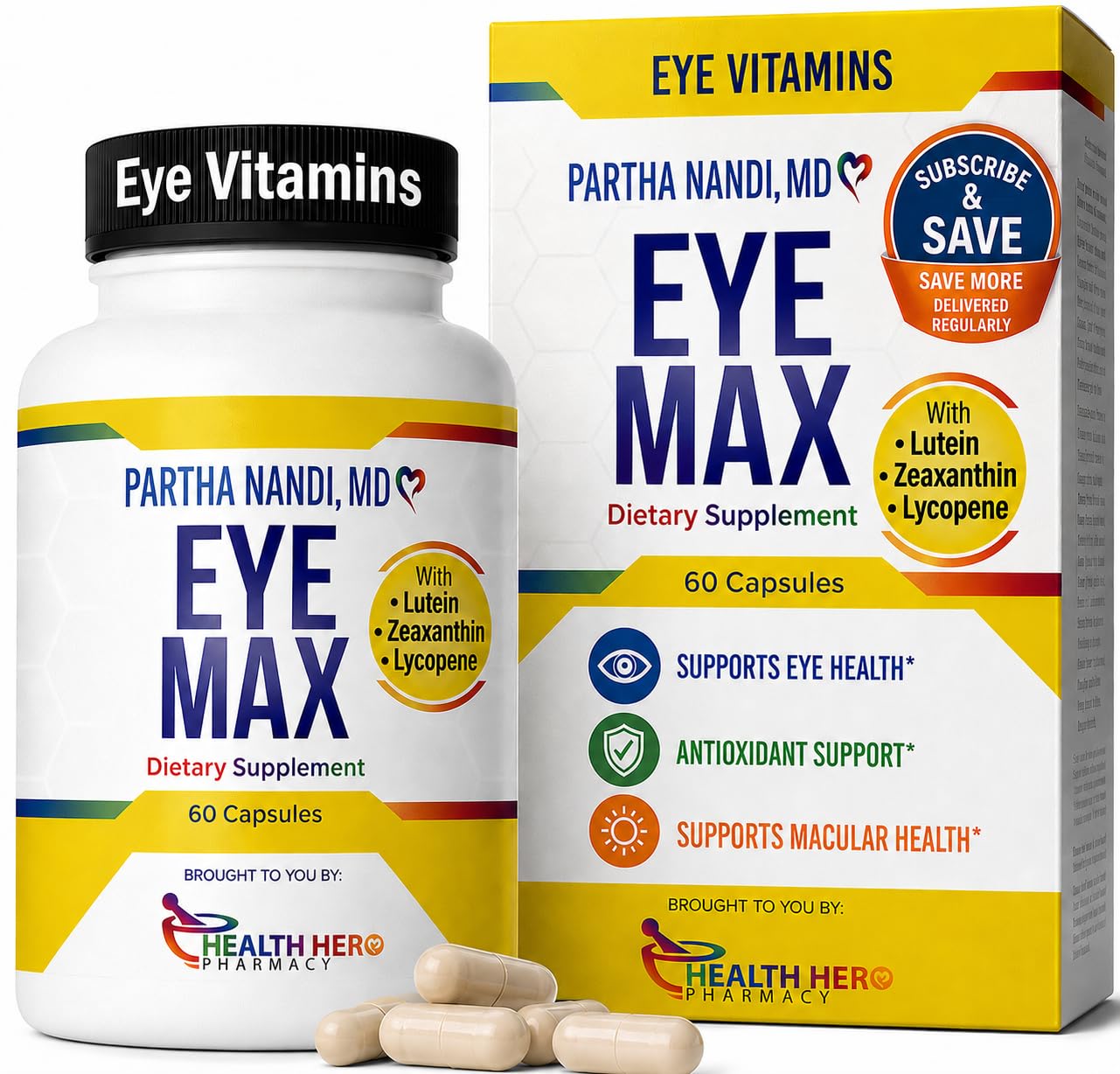 Partha Nandi, MD Lutein Zeaxanthin Lycopene Eye Vision Supplement Softgel 60