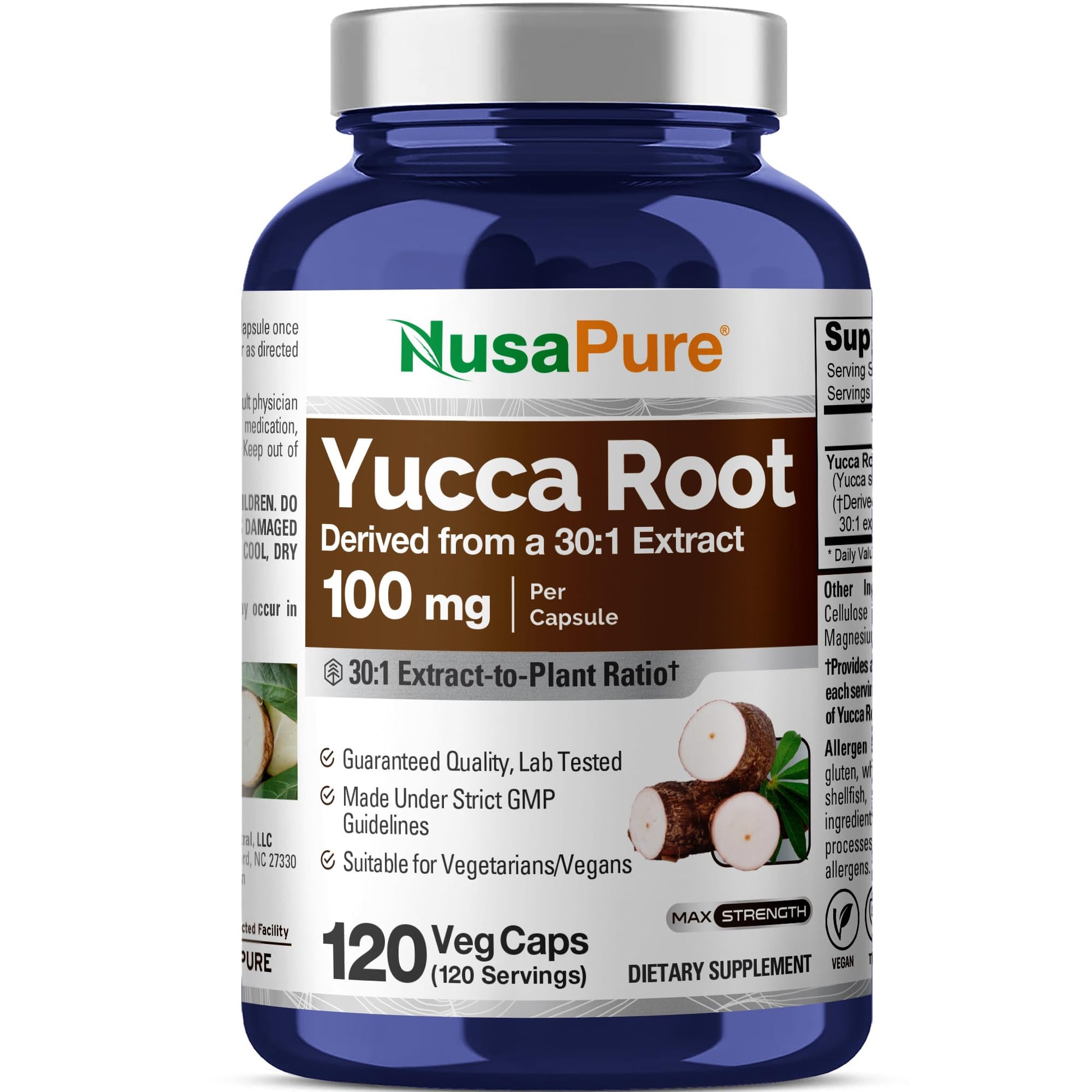 NusaPure Yucca Root 100 mg Capsules, 120 Count