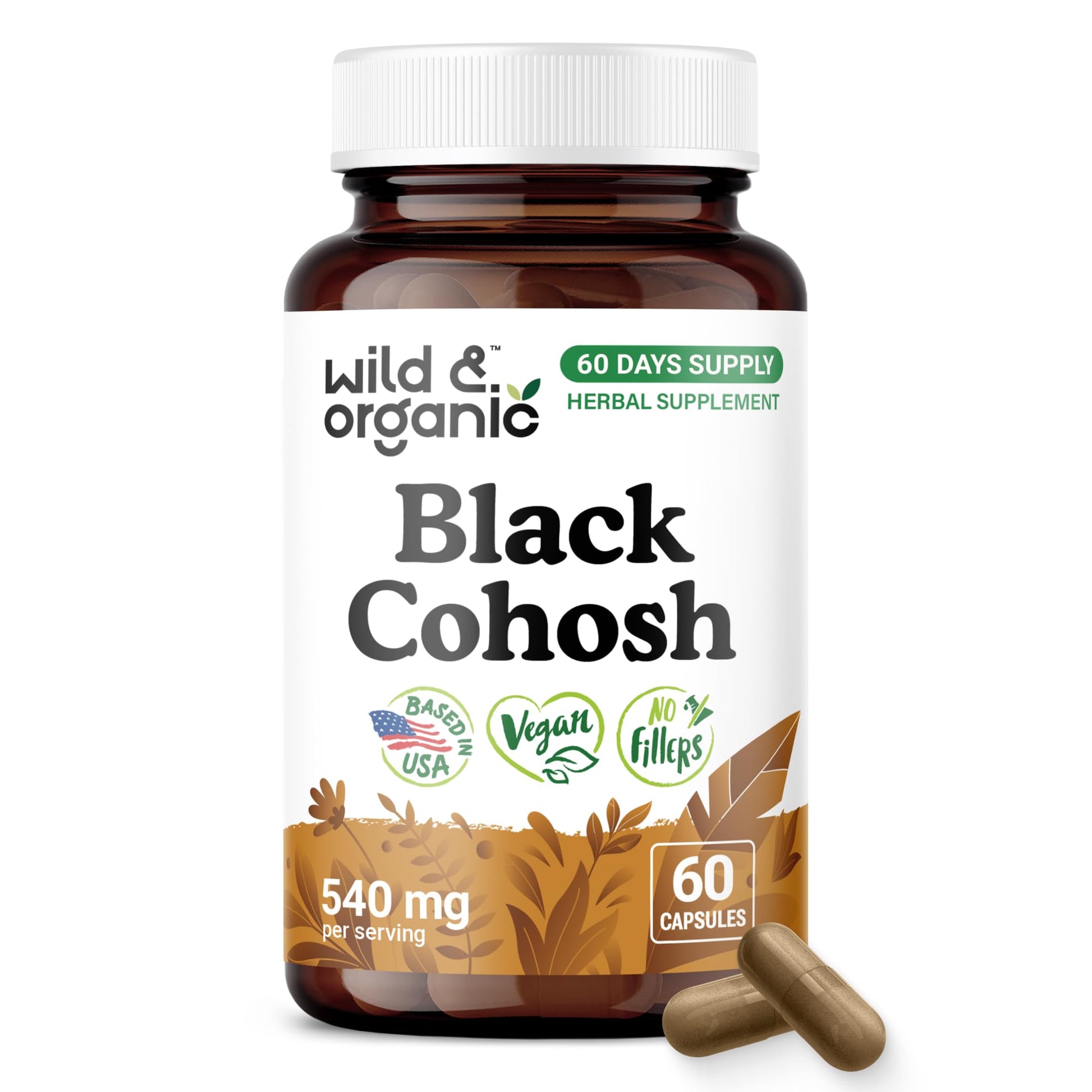 Wild & Organic Black Cohosh 540 mg Capsule, 60 Count
