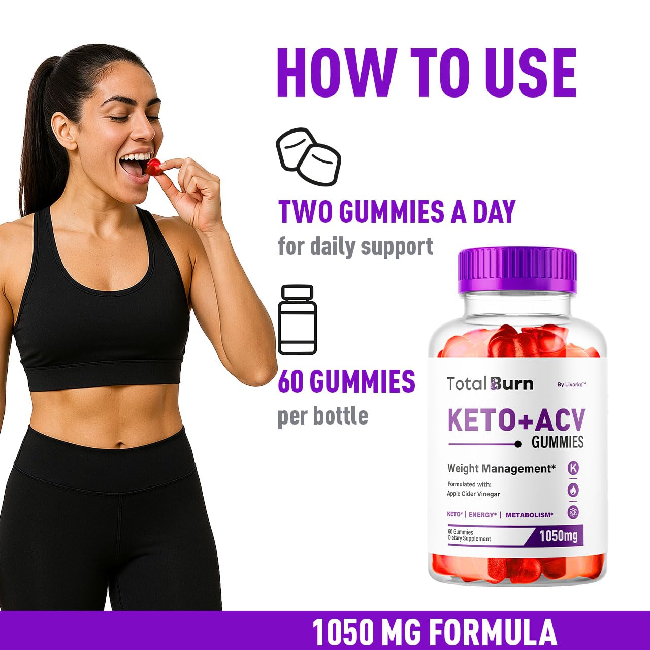 LIVORKA Total Burn Keto ACV Gummies, 120 Gummies