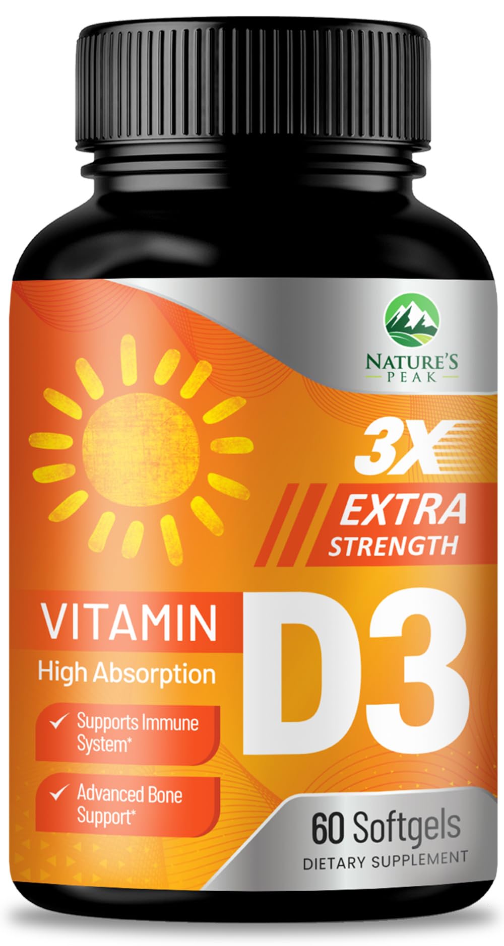 Nature's Peak Vitamin D-3 5000 IU Softgel 60 Count