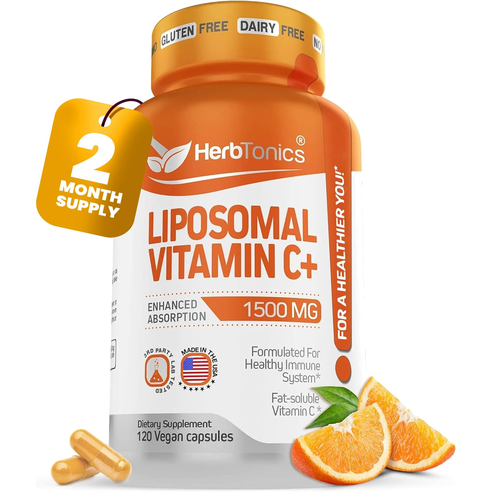 Herbtonics Liposomal Vitamin C 1500mg Capsules, 120 Count