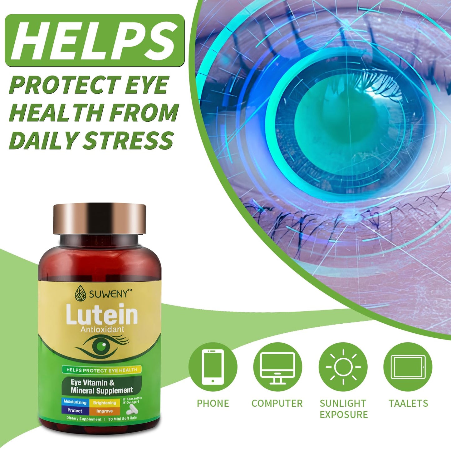 SUWENY Lutein Eye Vitamins Supplement 90 Capsules