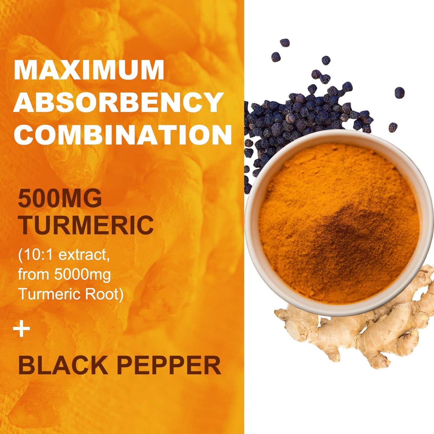 EAZGOO Turmeric Curcumin Gummies 500mg, 60 Count