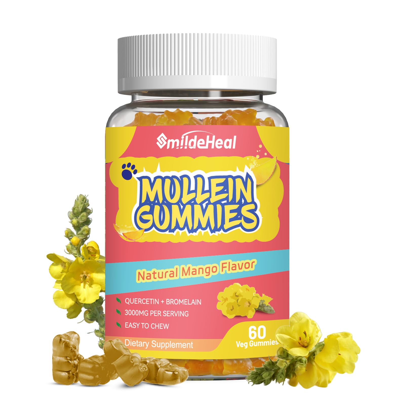 SmildeHeal Mullein Gummies 3000MG Gummy, 60 Count