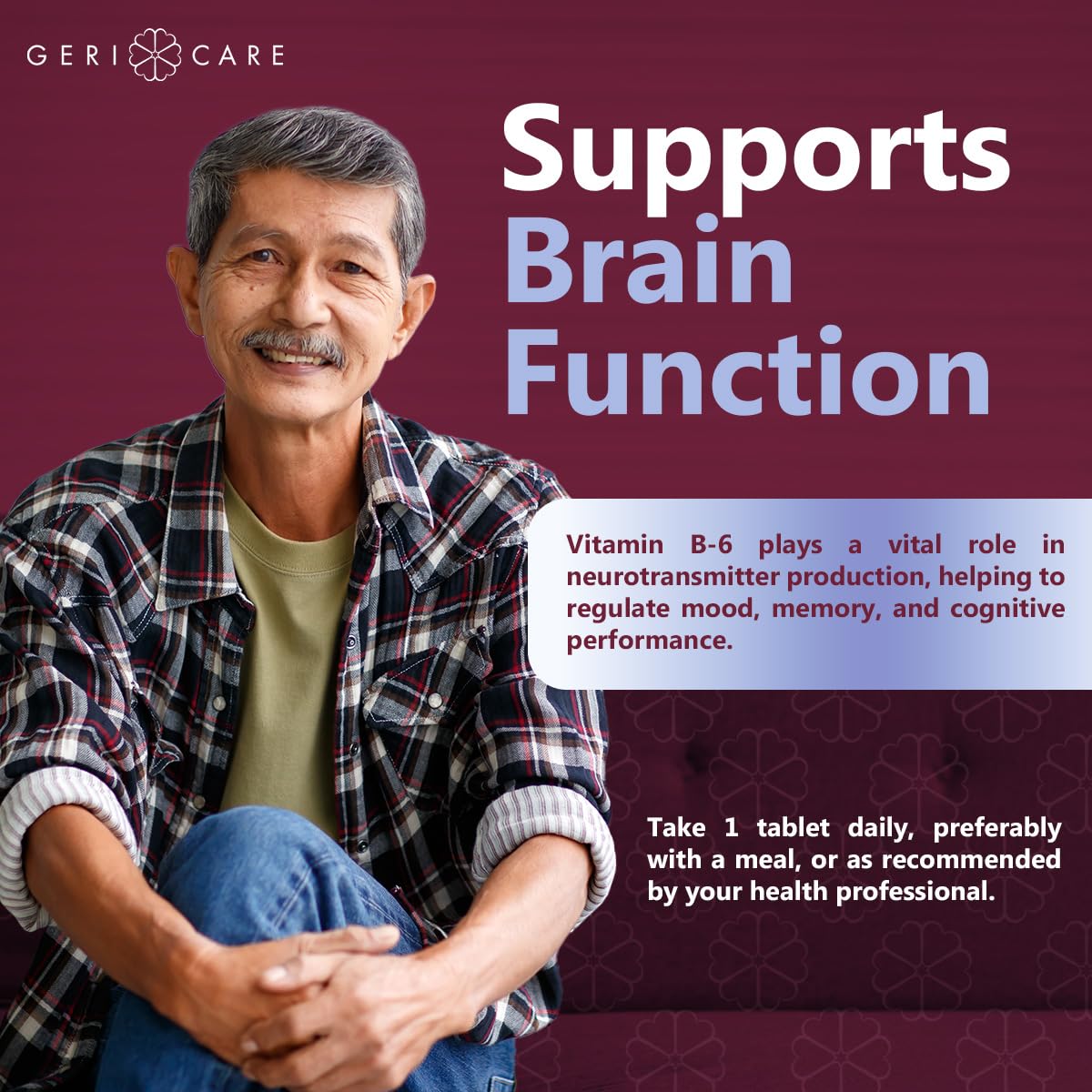GeriCare Vitamin B-6 50mg Tablets, 100 Count